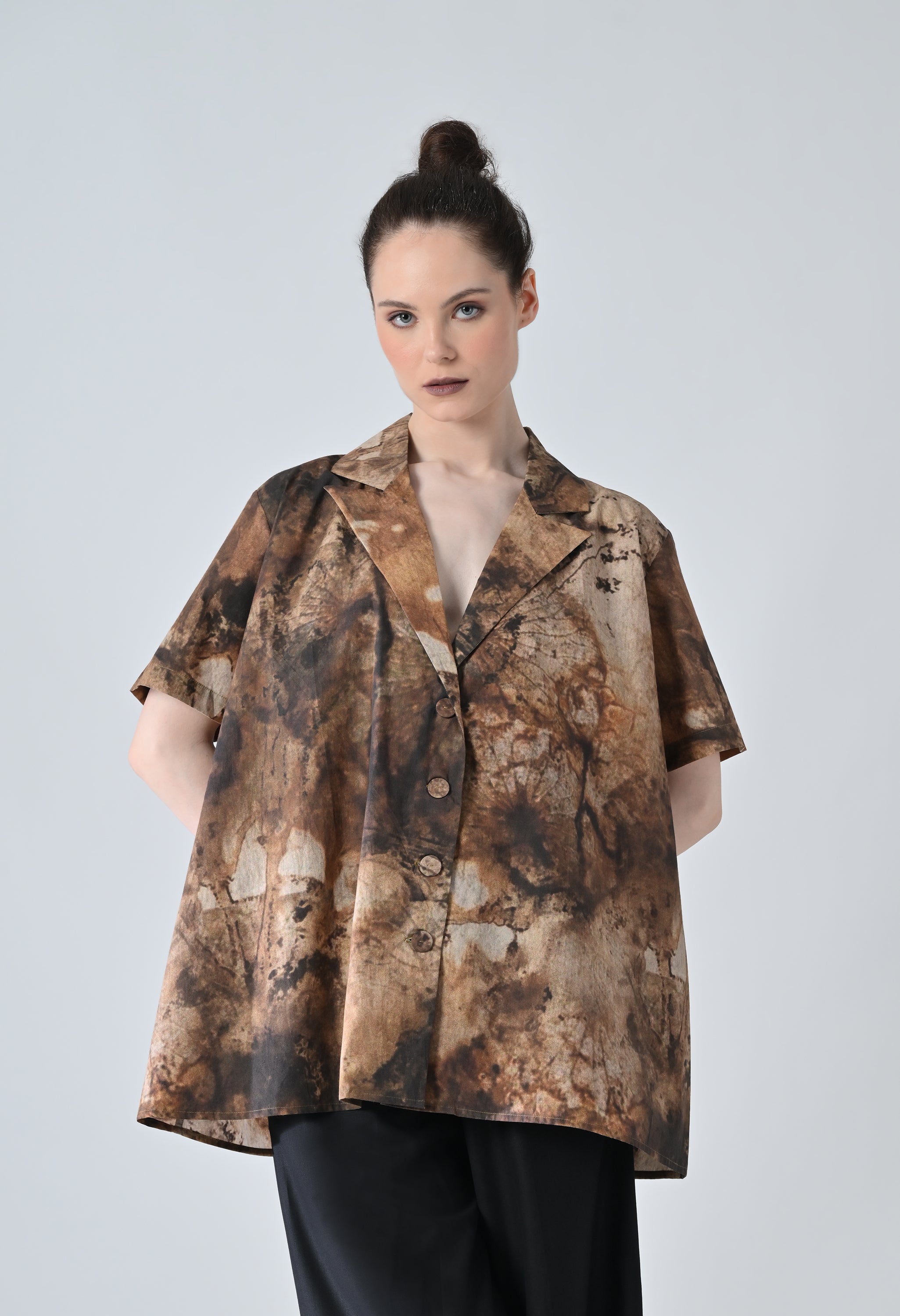 Brown Terra Brush Printed Shirt