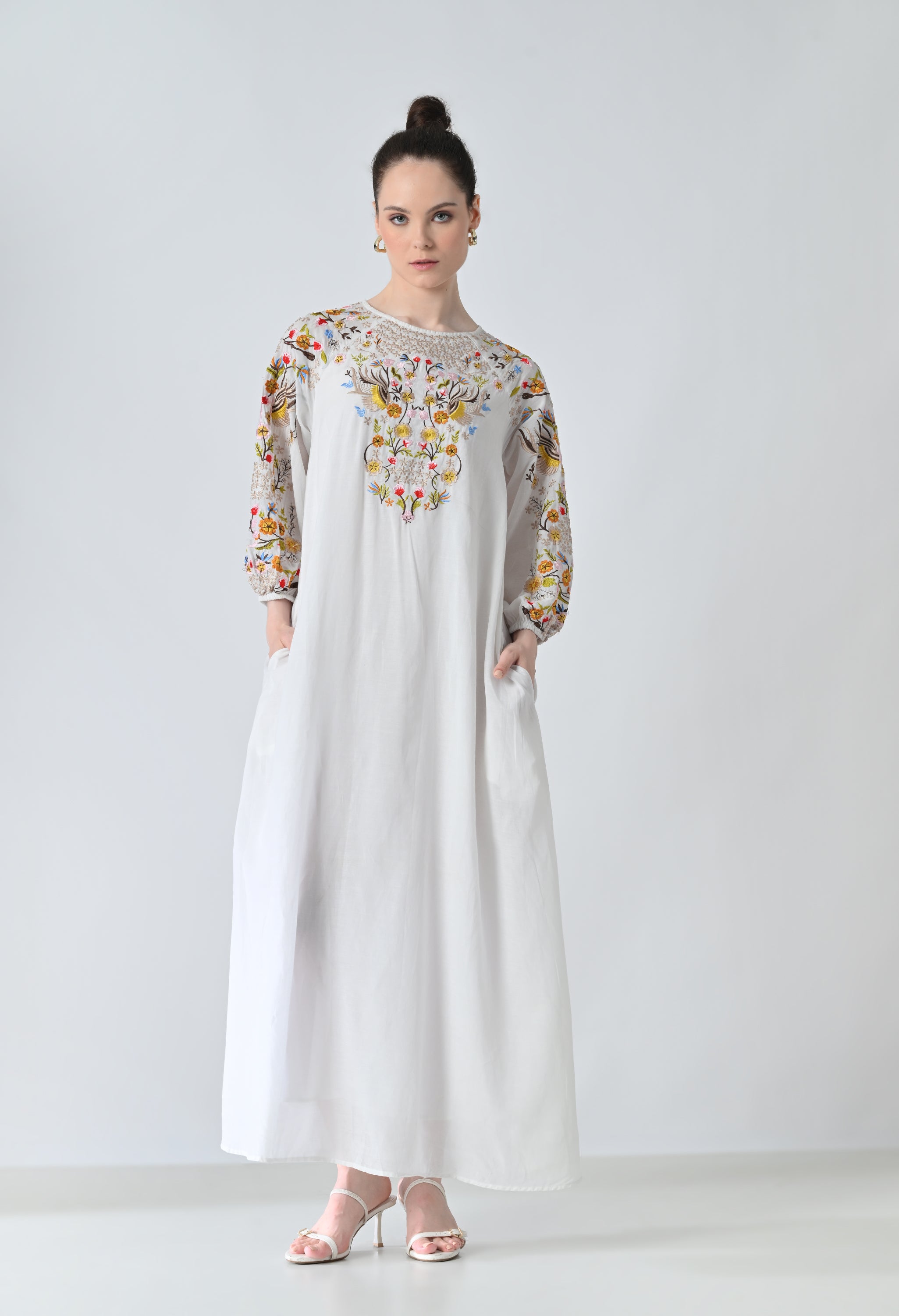 Ivory Floral Embroidered Dress