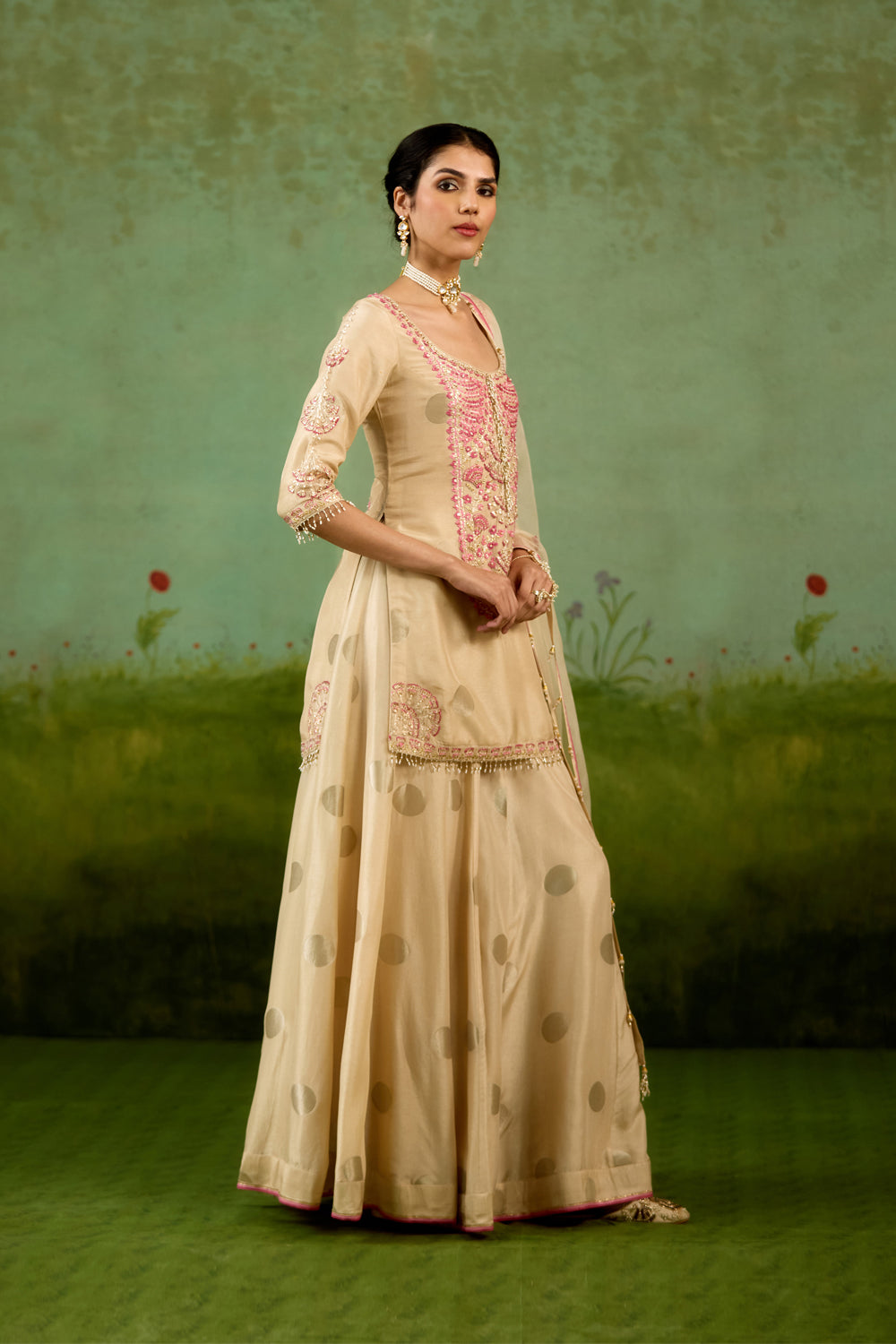 Ivory Neutral Sharara Set