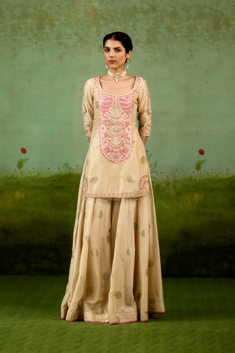 Ivory Neutral Sharara Set