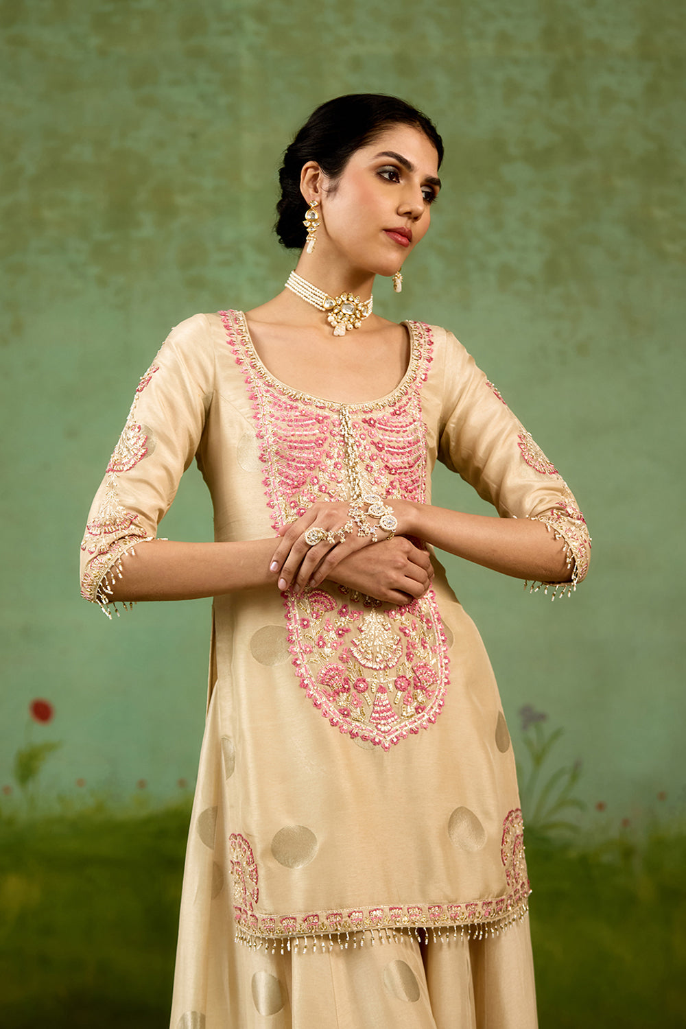 Ivory Neutral Sharara Set