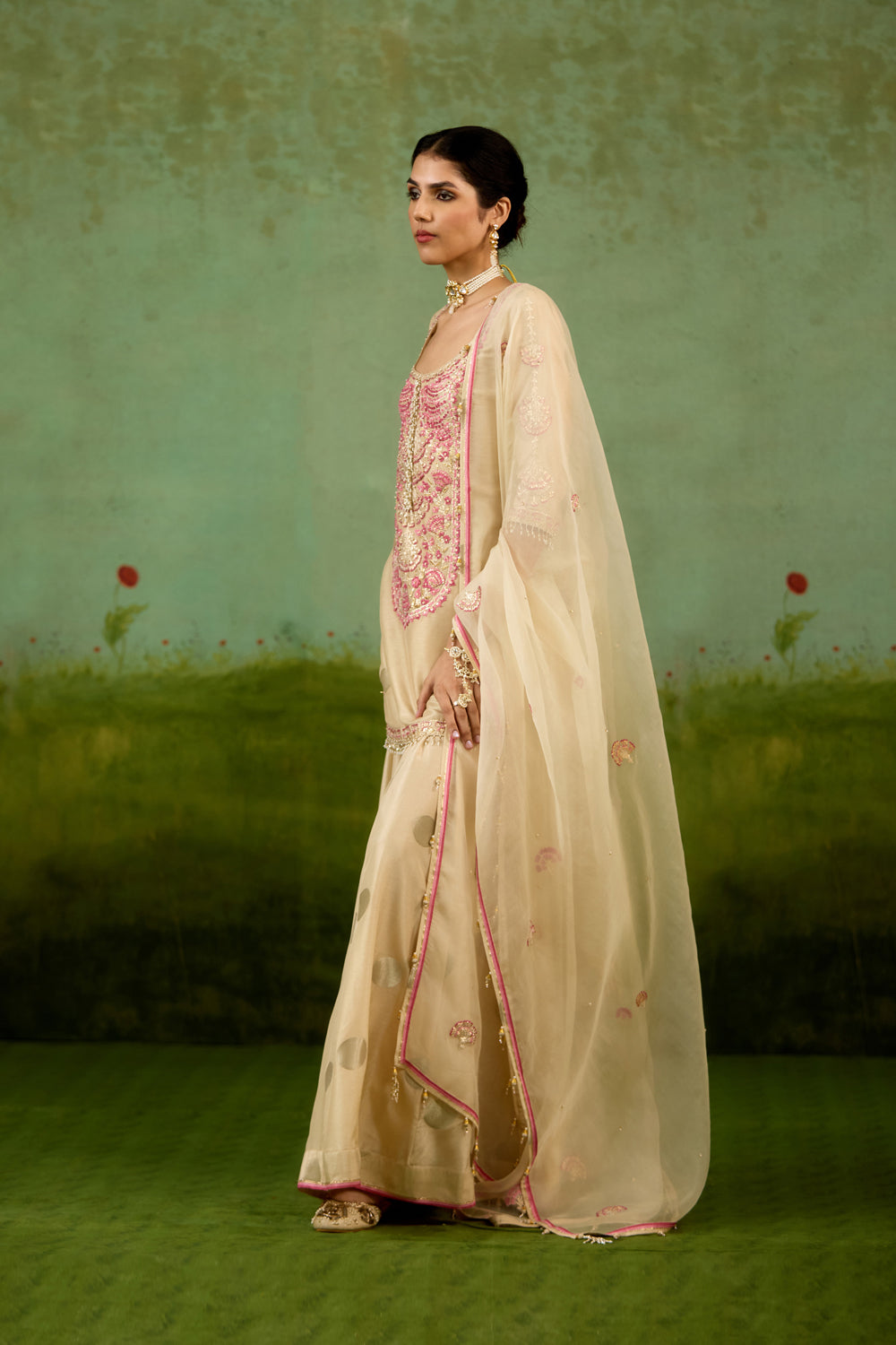 Ivory Neutral Sharara Set