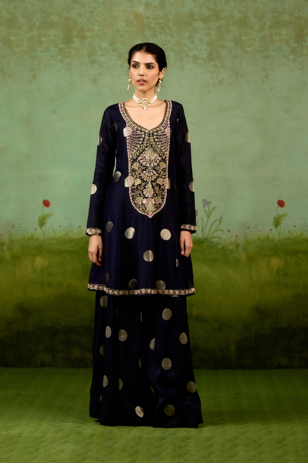 Navy Blue Kurta Sharara Set