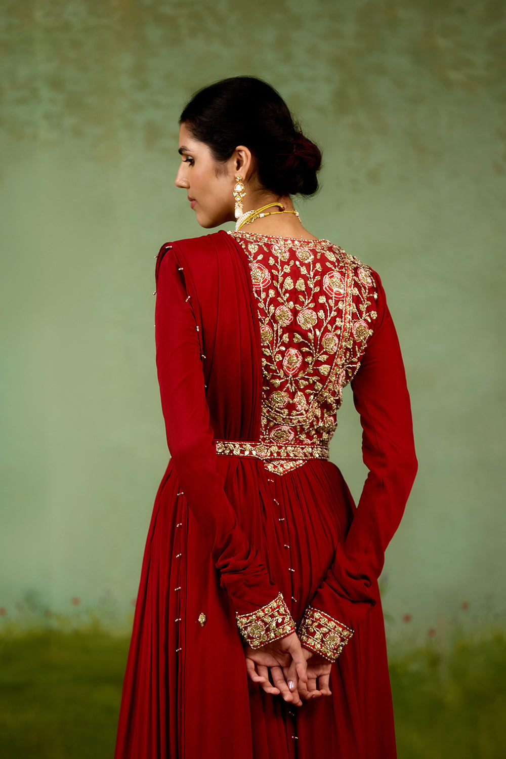 Maroon Anarkali Set