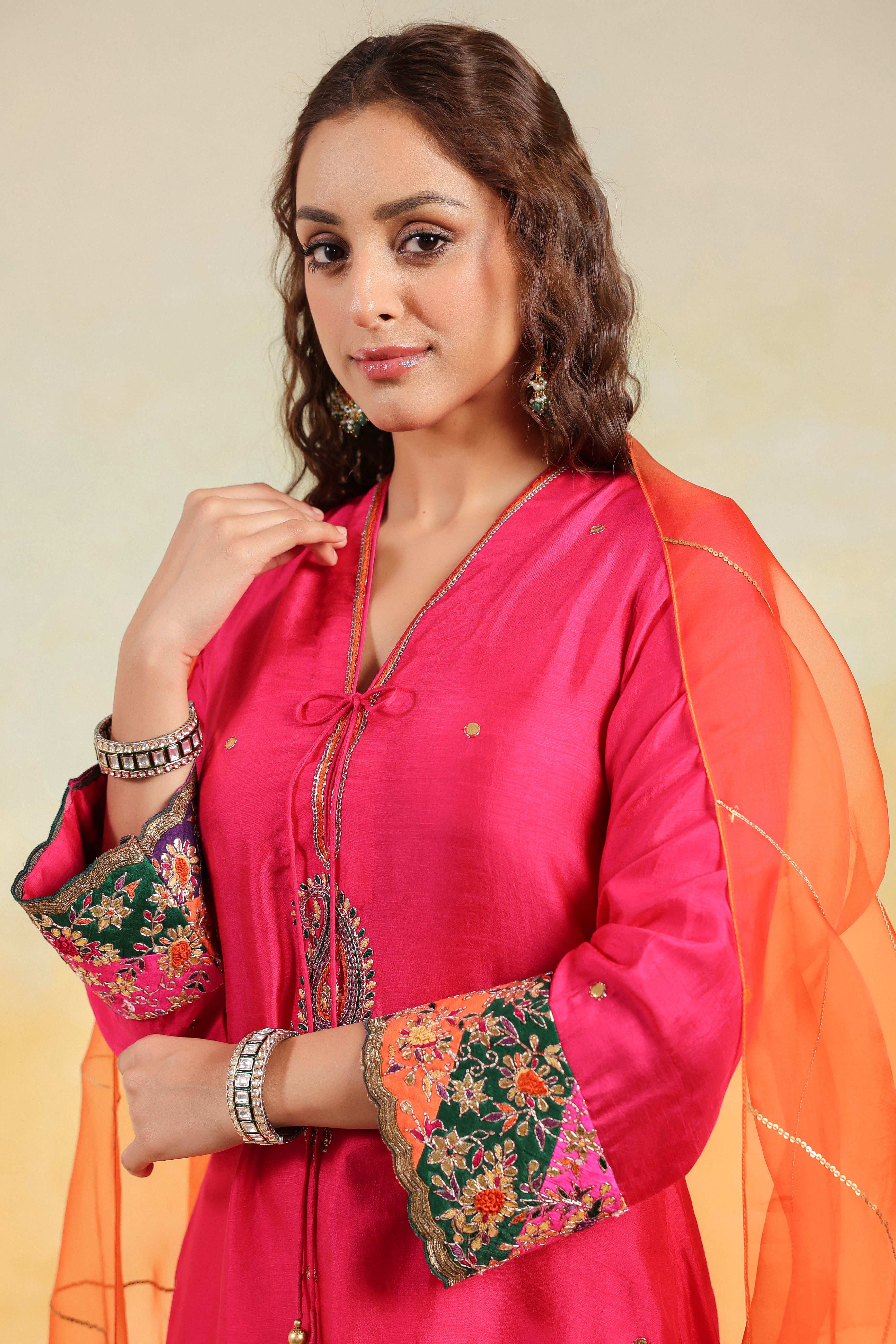 Pink Paisely Gota Patti Kurta Set