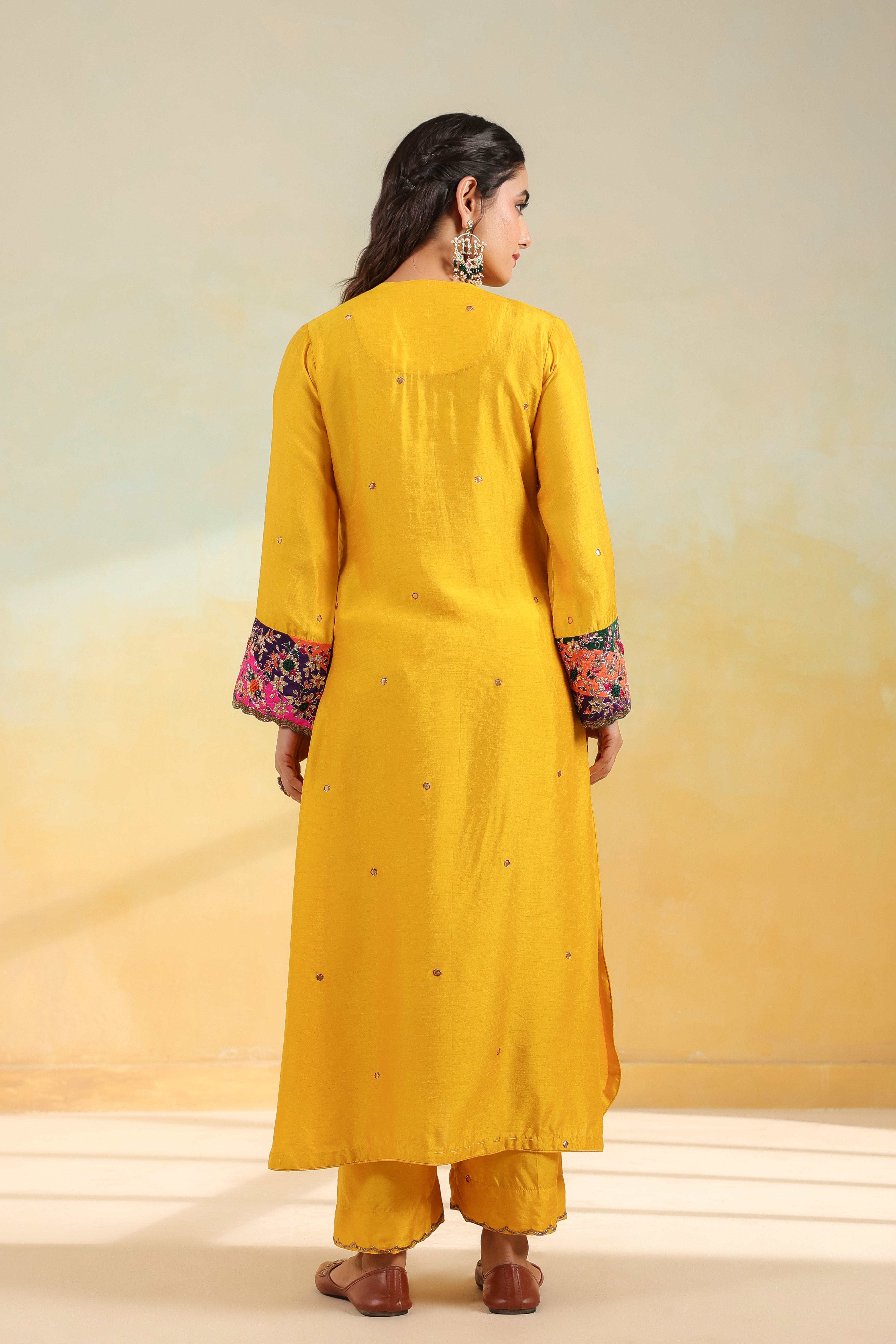 Yellow Paisely Gota Patti Kurta Set
