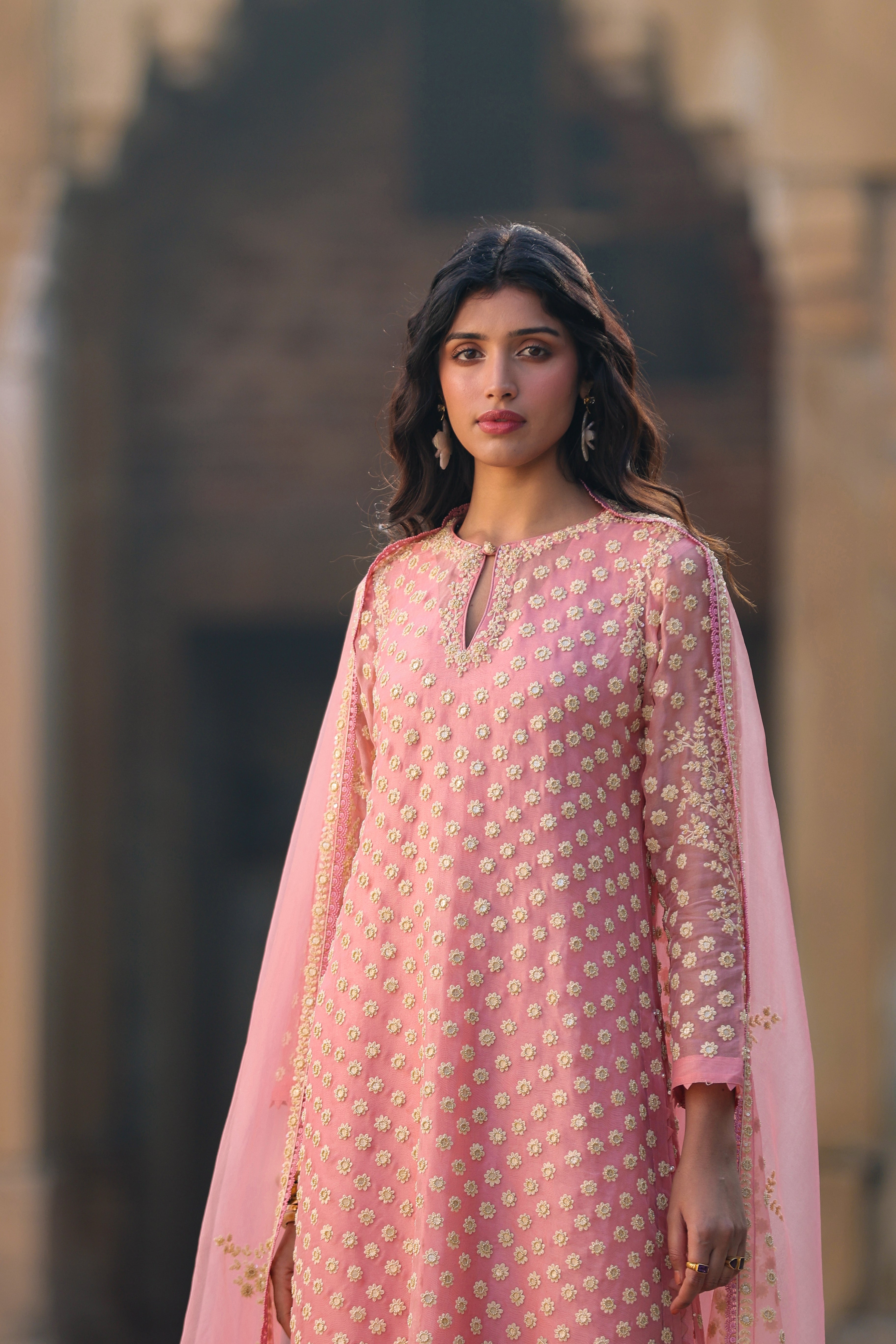 Vaayu Pink Buti Kurta Set