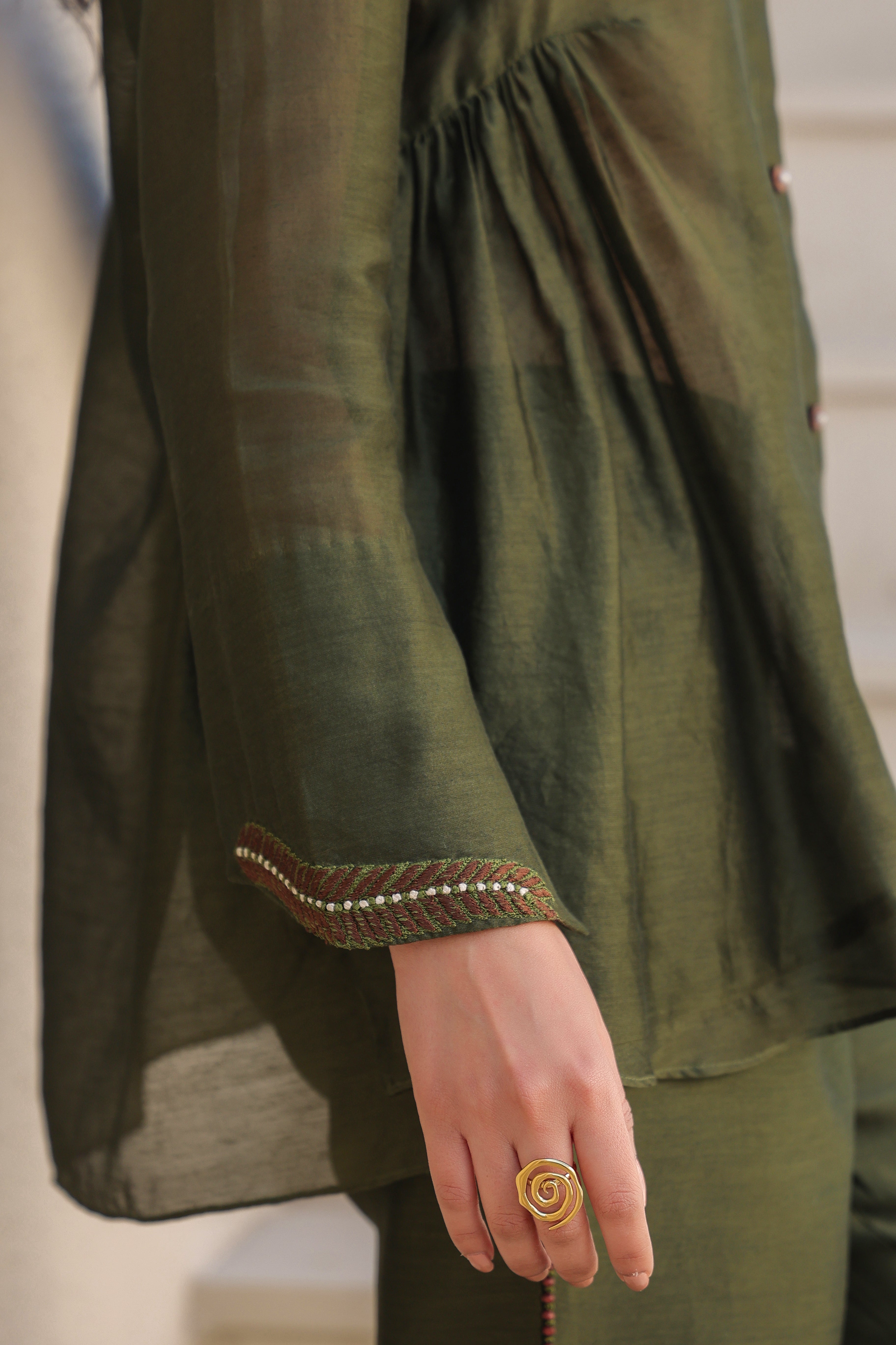 V Neck Gathered Co-ord Set