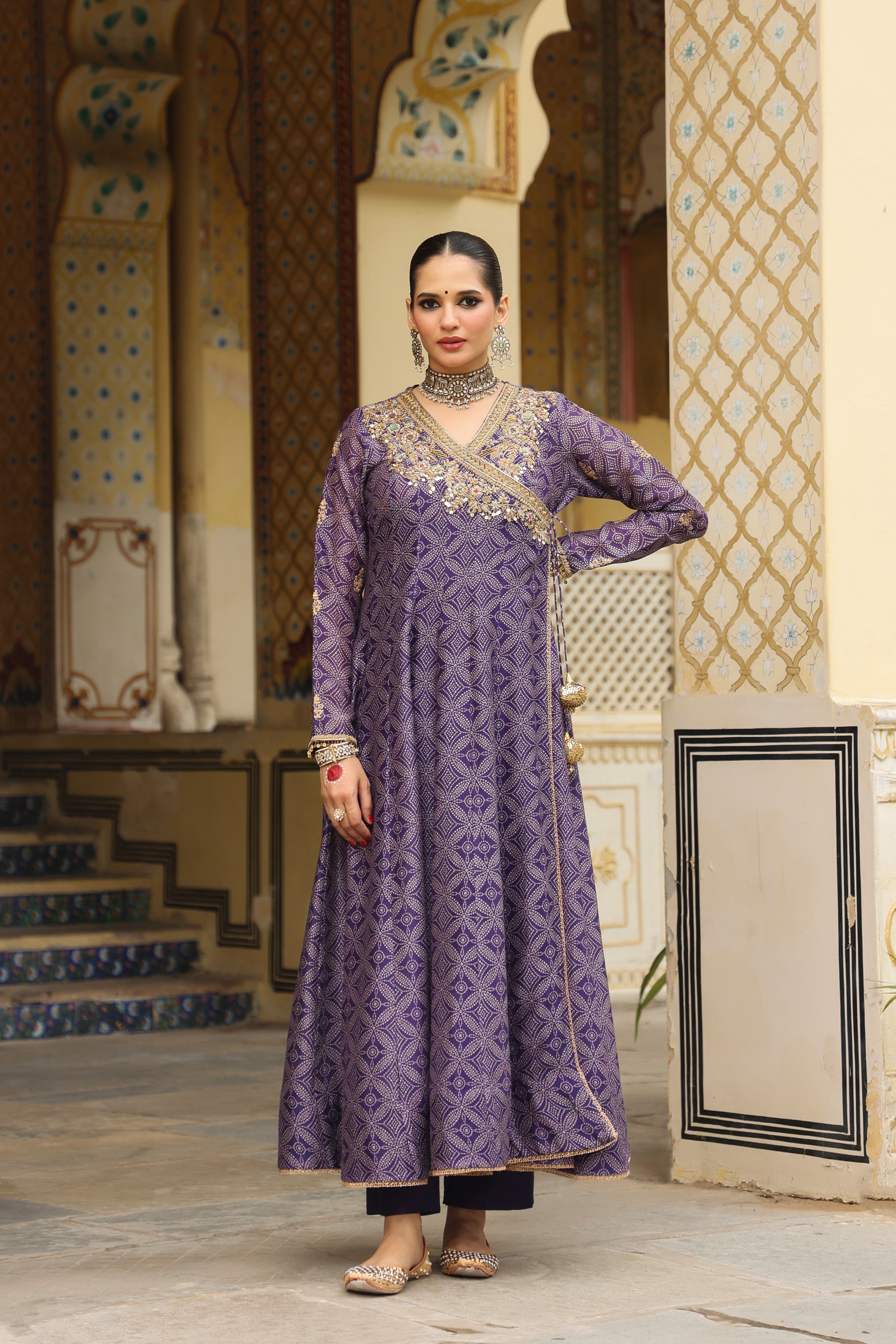 Ahista Purple Printed Angrakha