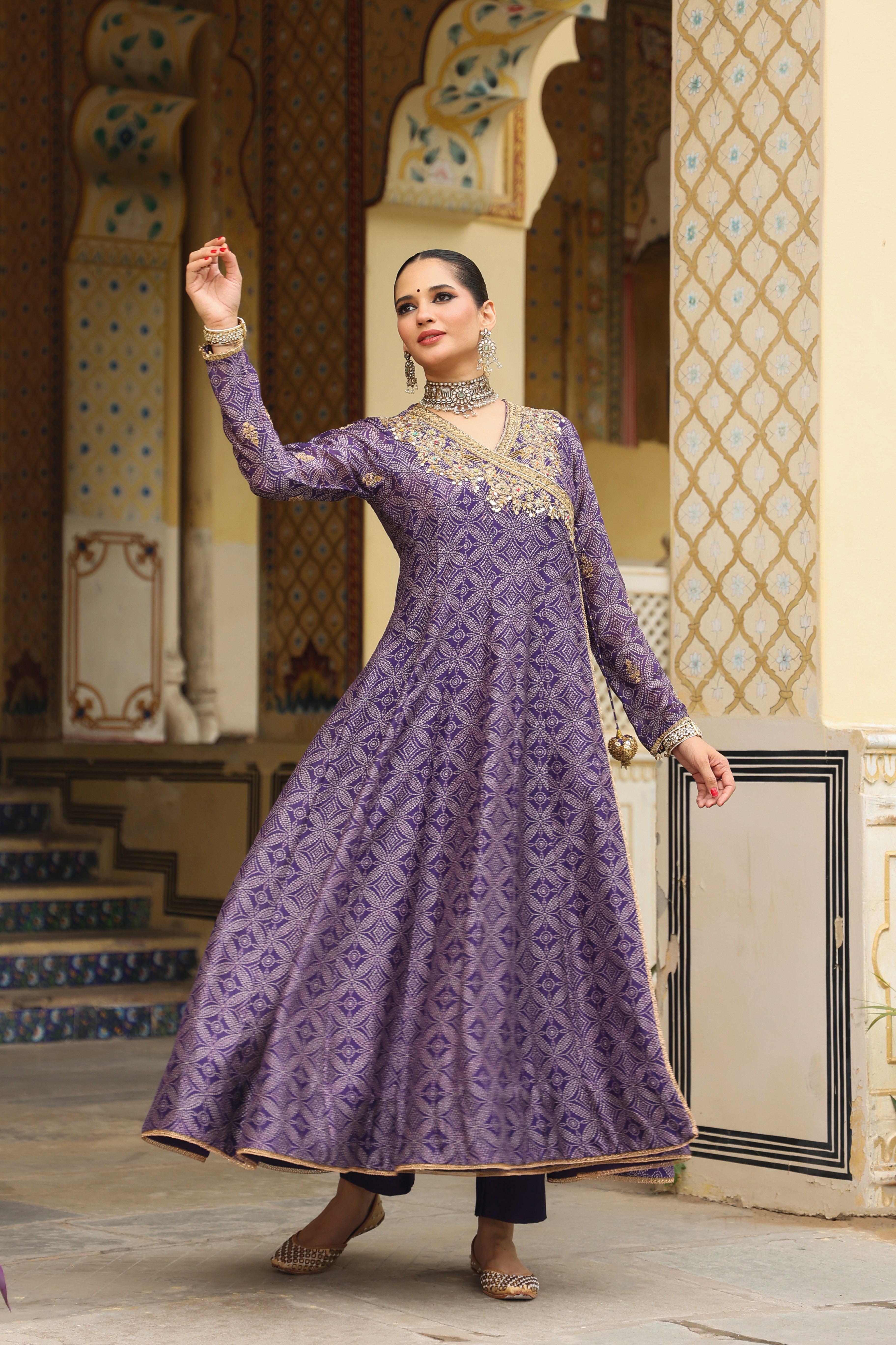 Ahista Purple Printed Angrakha