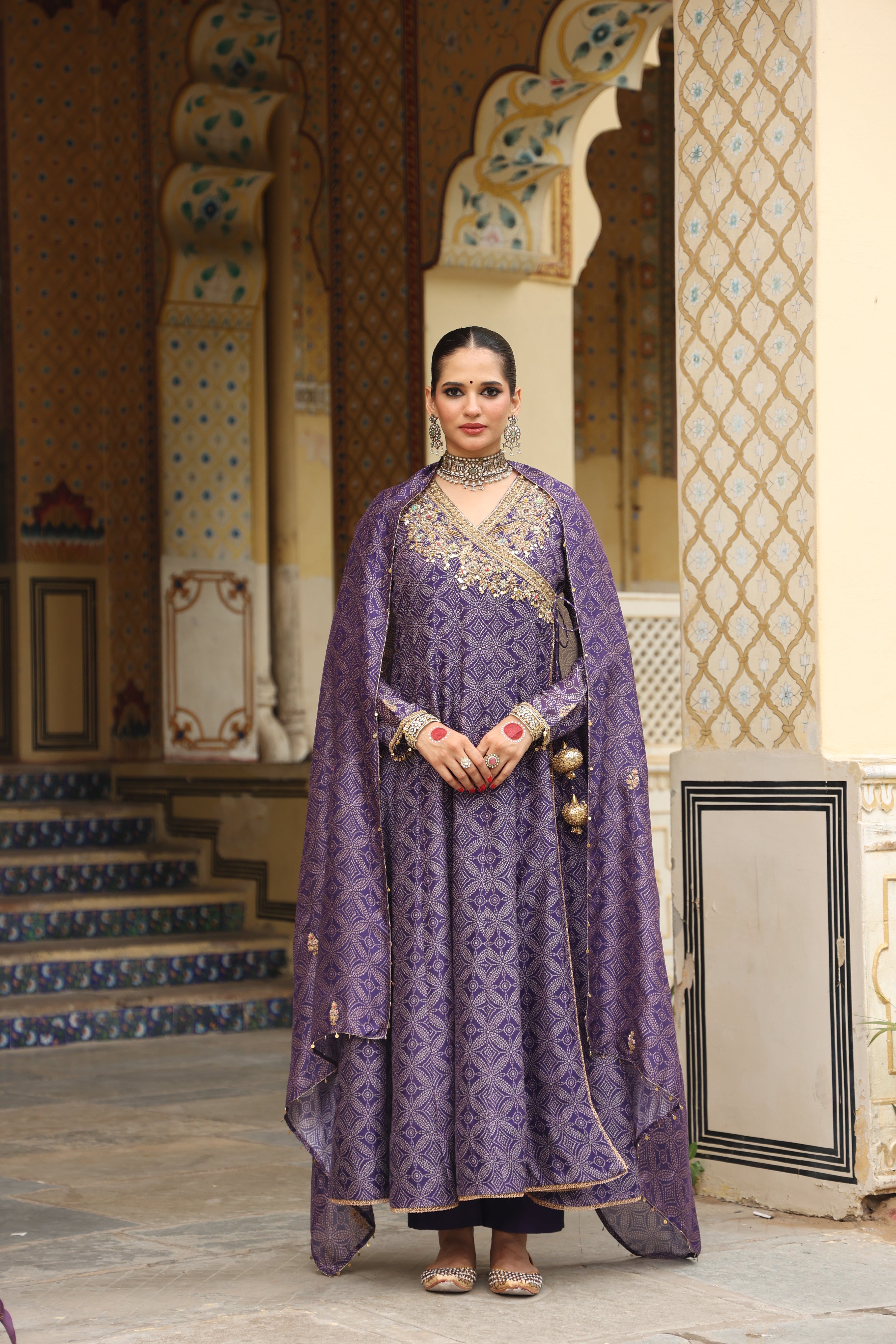 Ahista Purple Printed Angrakha