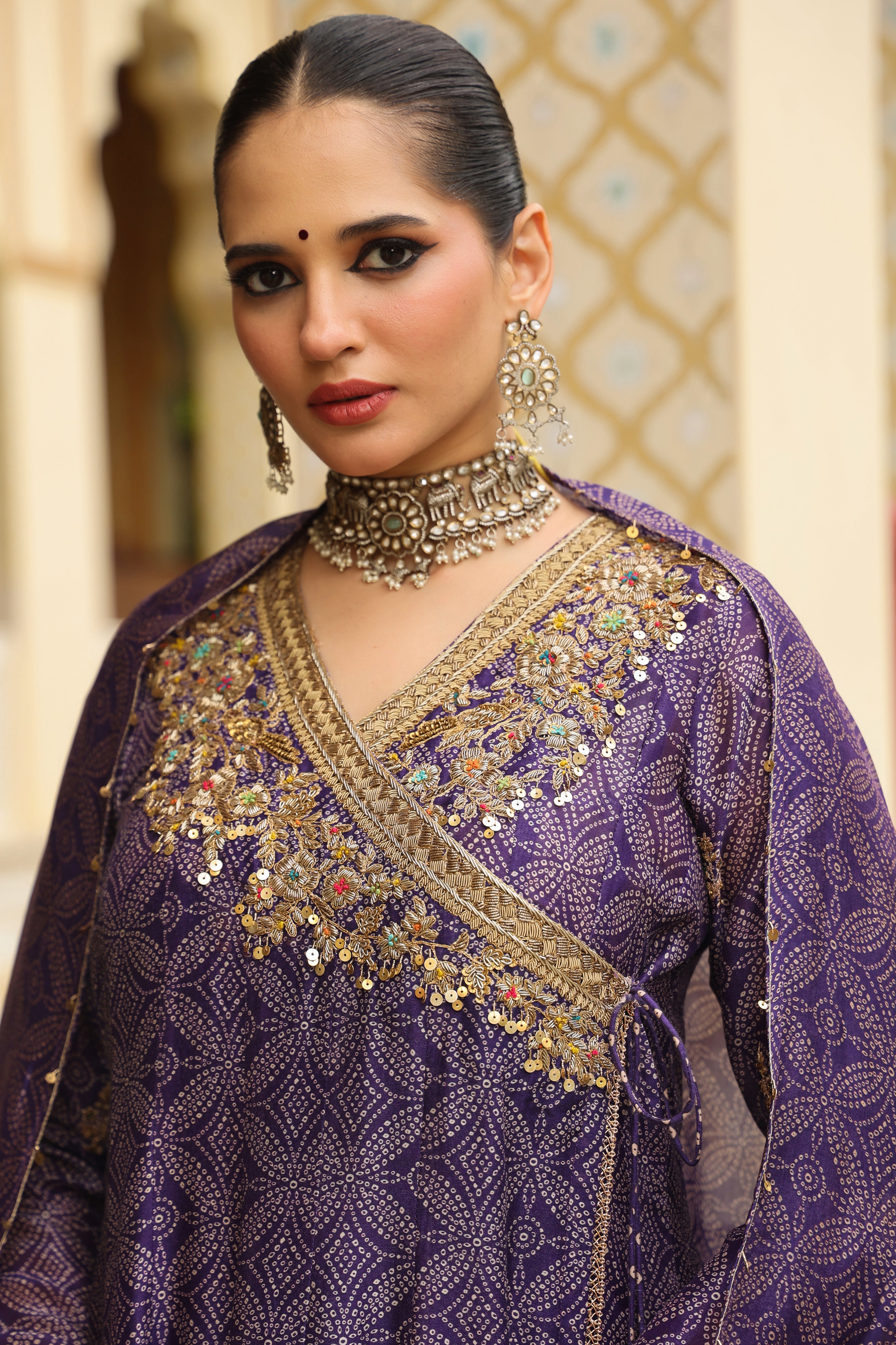 Ahista Purple Printed Angrakha