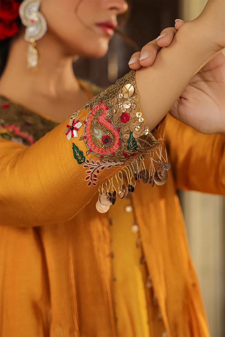 Mustard Zardozi Paisley Jacket Style