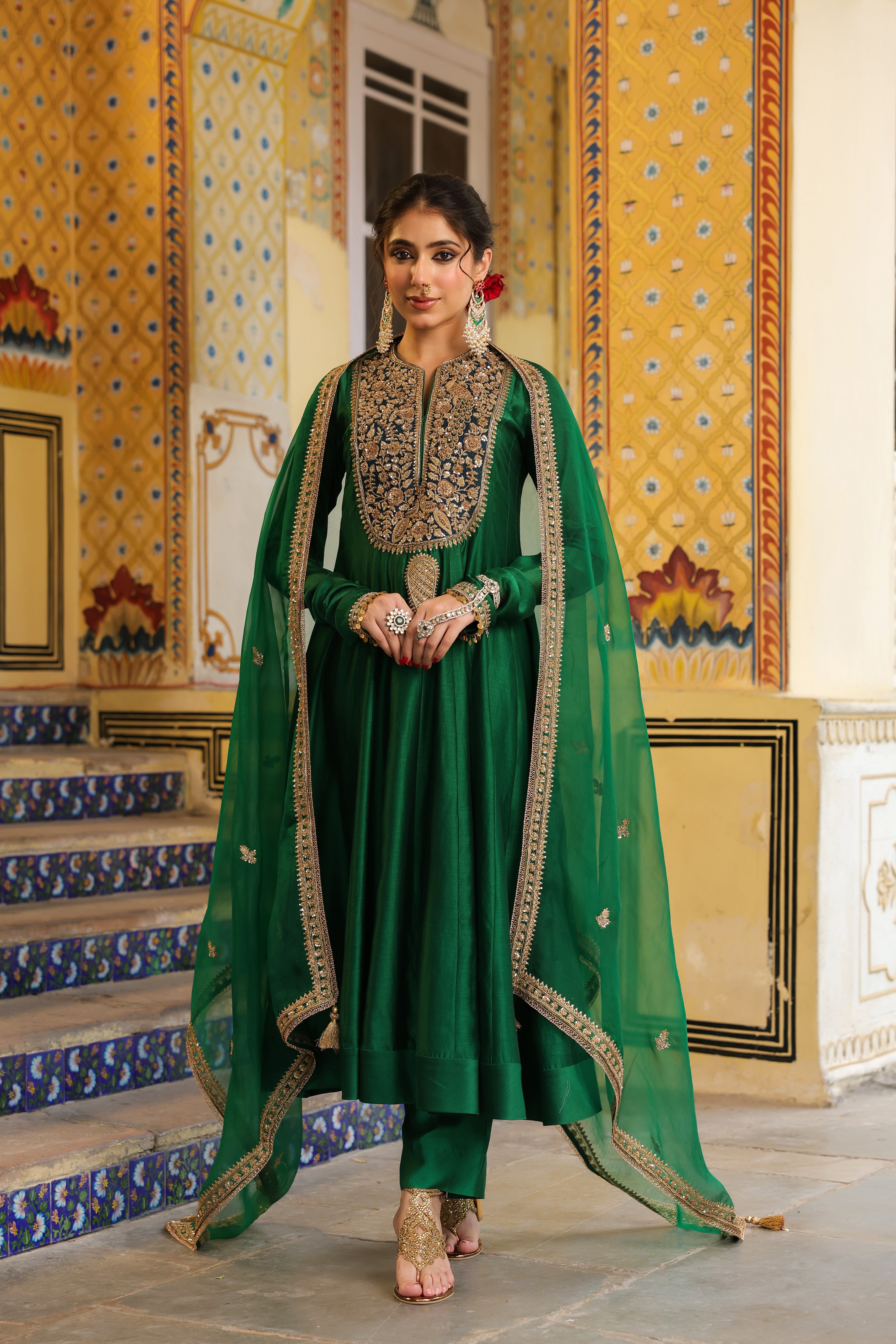 Ahista Green Kalidaar Set