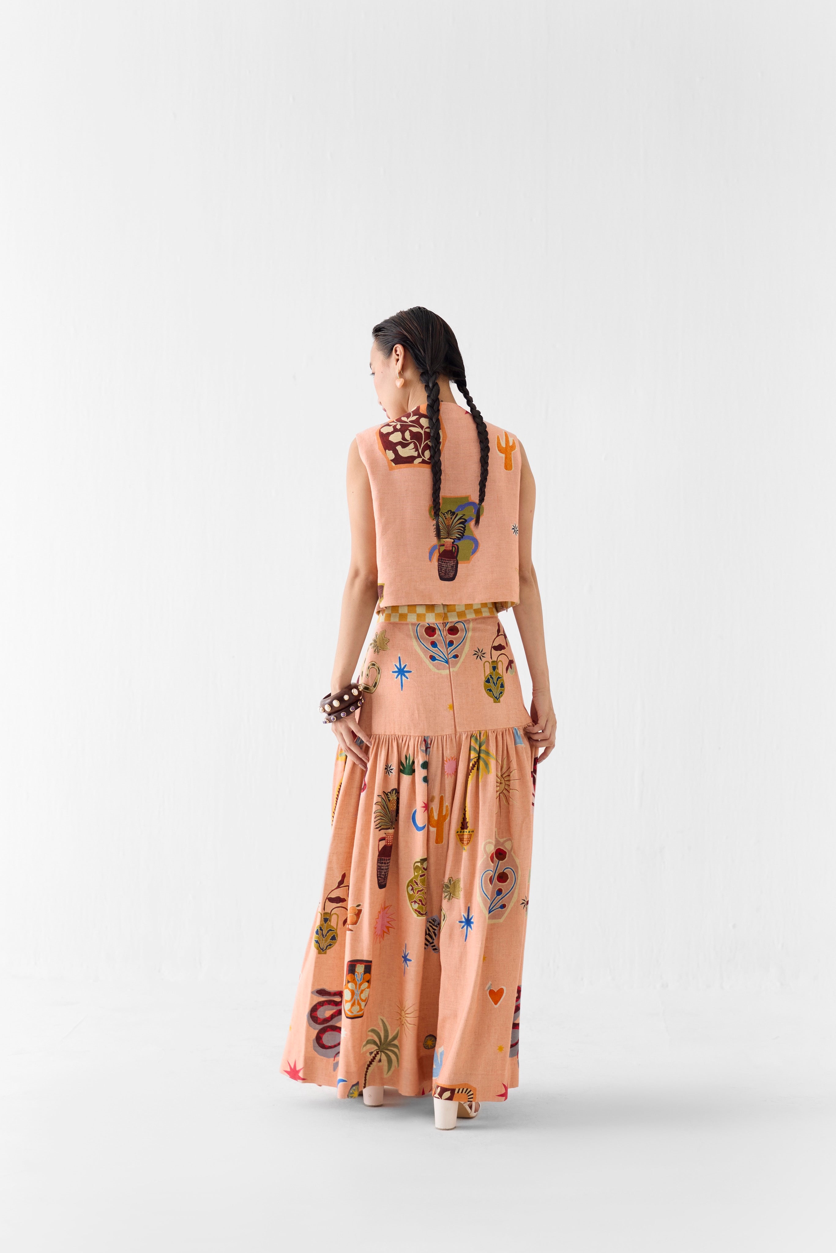 POTTERY CROP TOP & GATHERED SKIRT