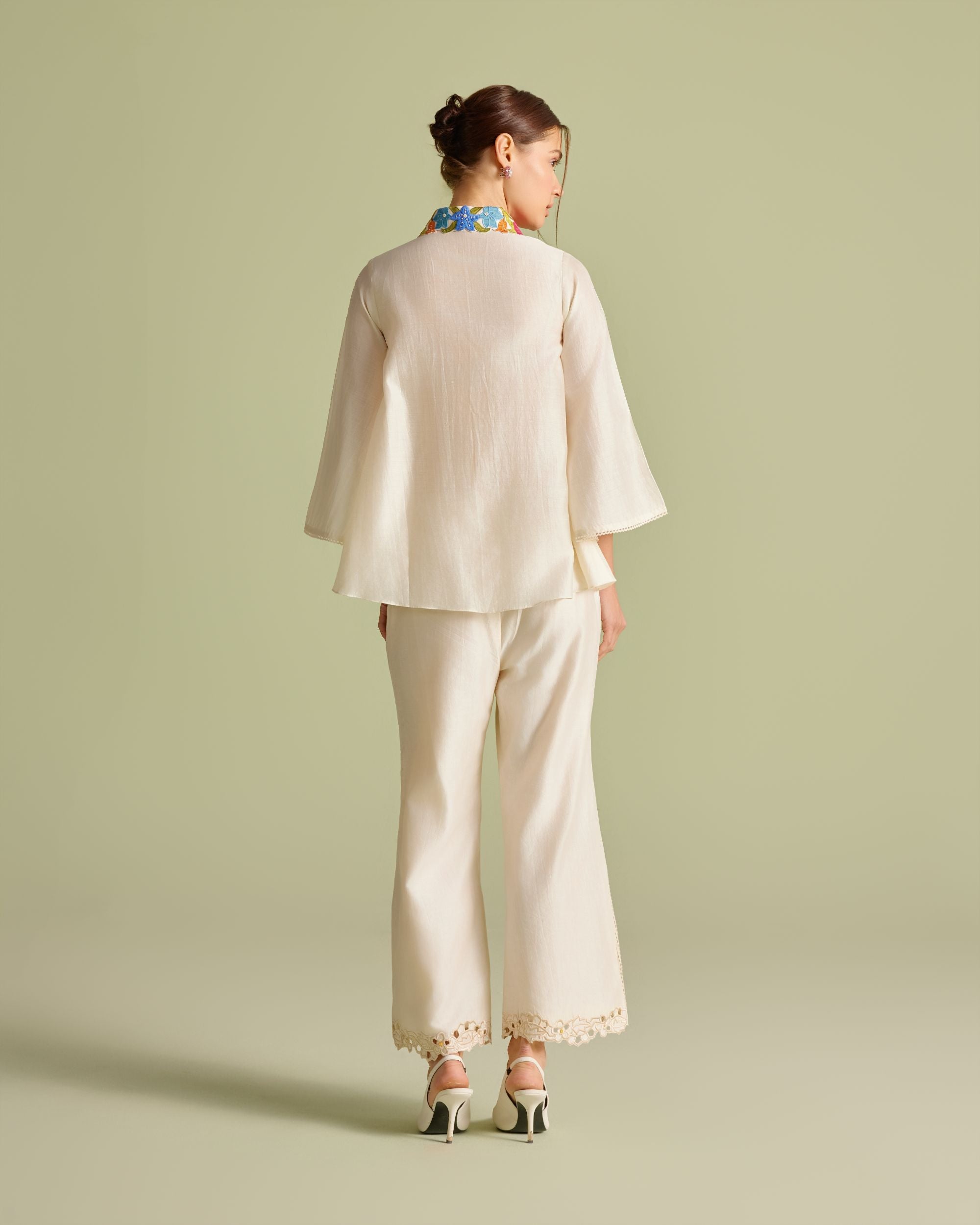 Ivory Floral Mesh Layered Shirt