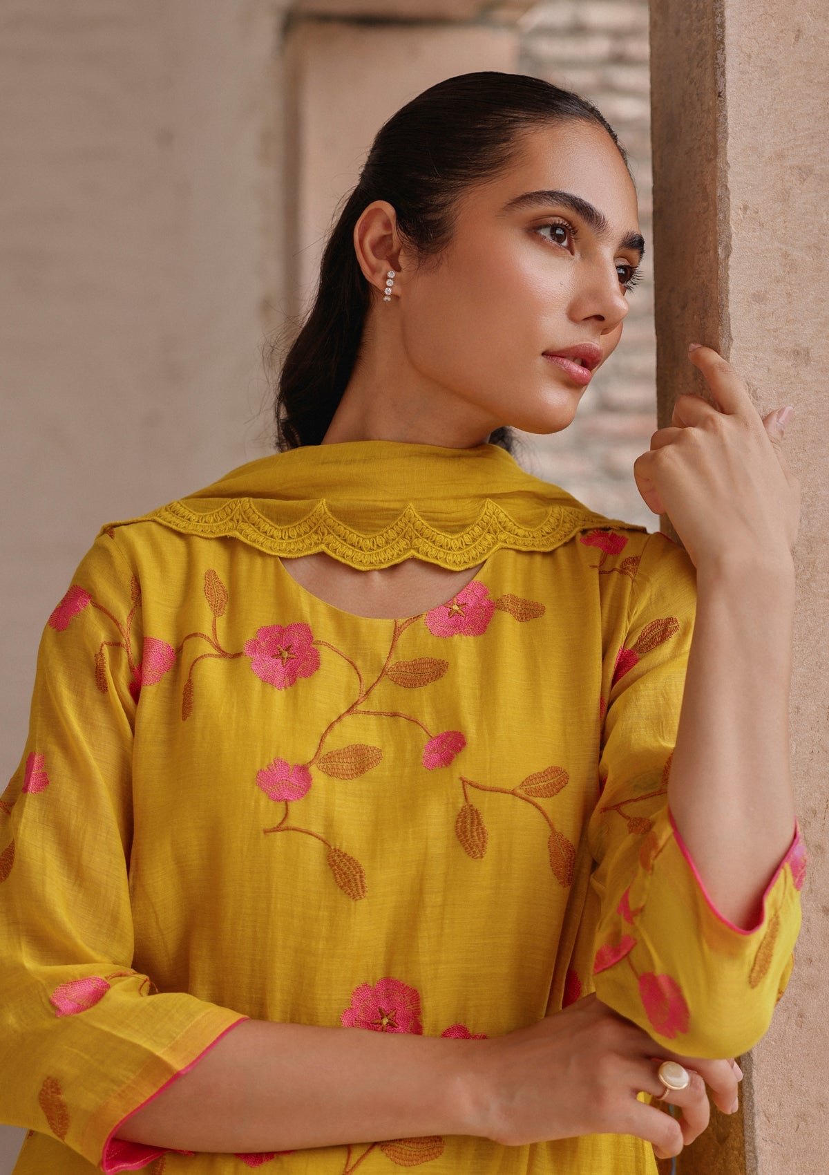 Canary Bloom Embroidered Anarkali