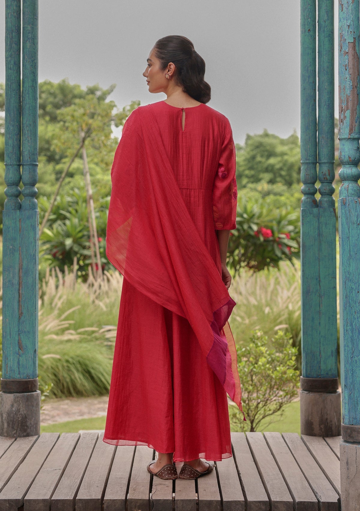 Berry Floral Anarkali Set