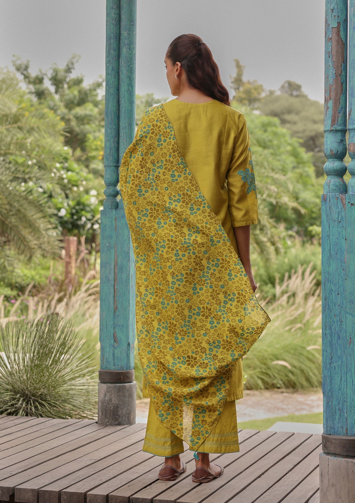 Ochre Applique Kurta Set