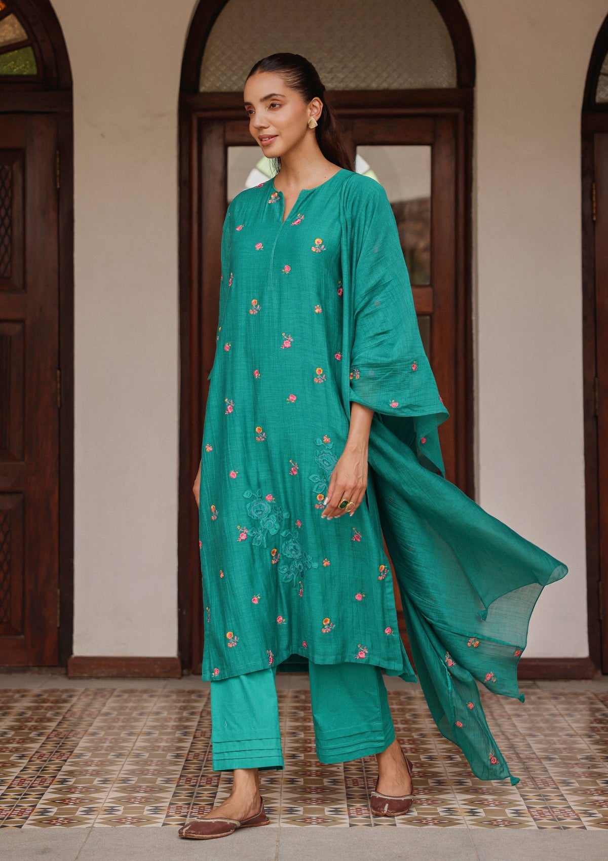 Teal Bloom Kurta Set