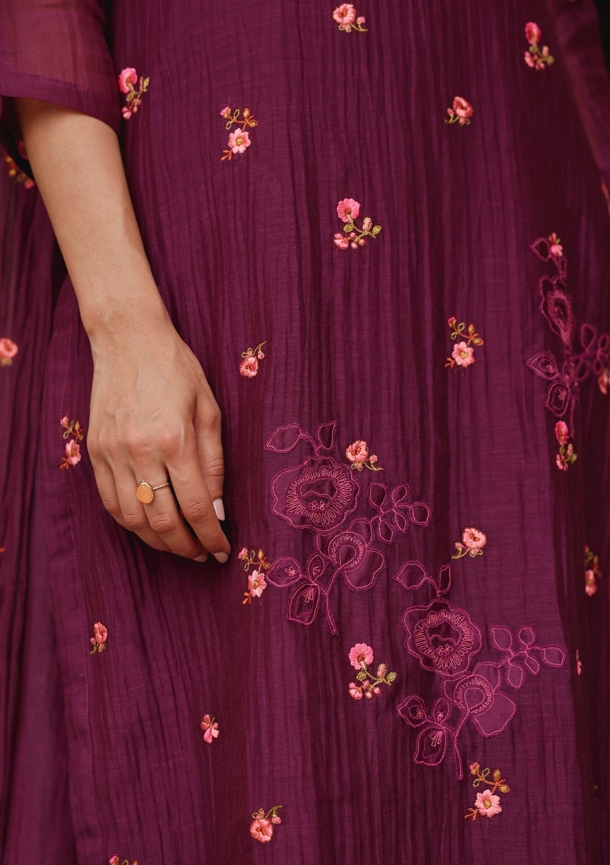 Amethyst Bloom Embroidered Kurta Set