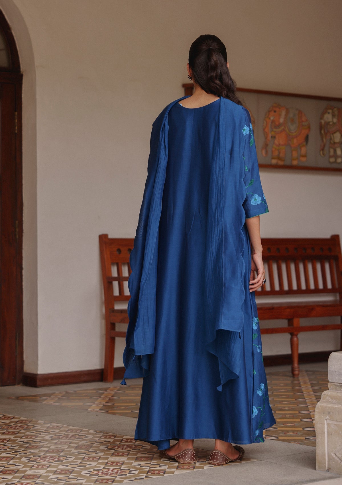 Indigo Bloom Anarkali Set