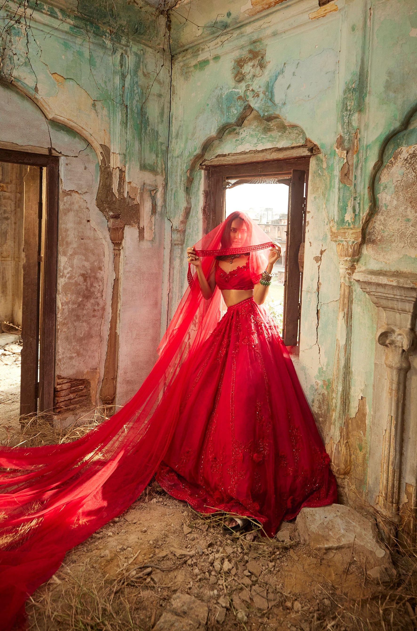 Red Zeeana Lehenga Set