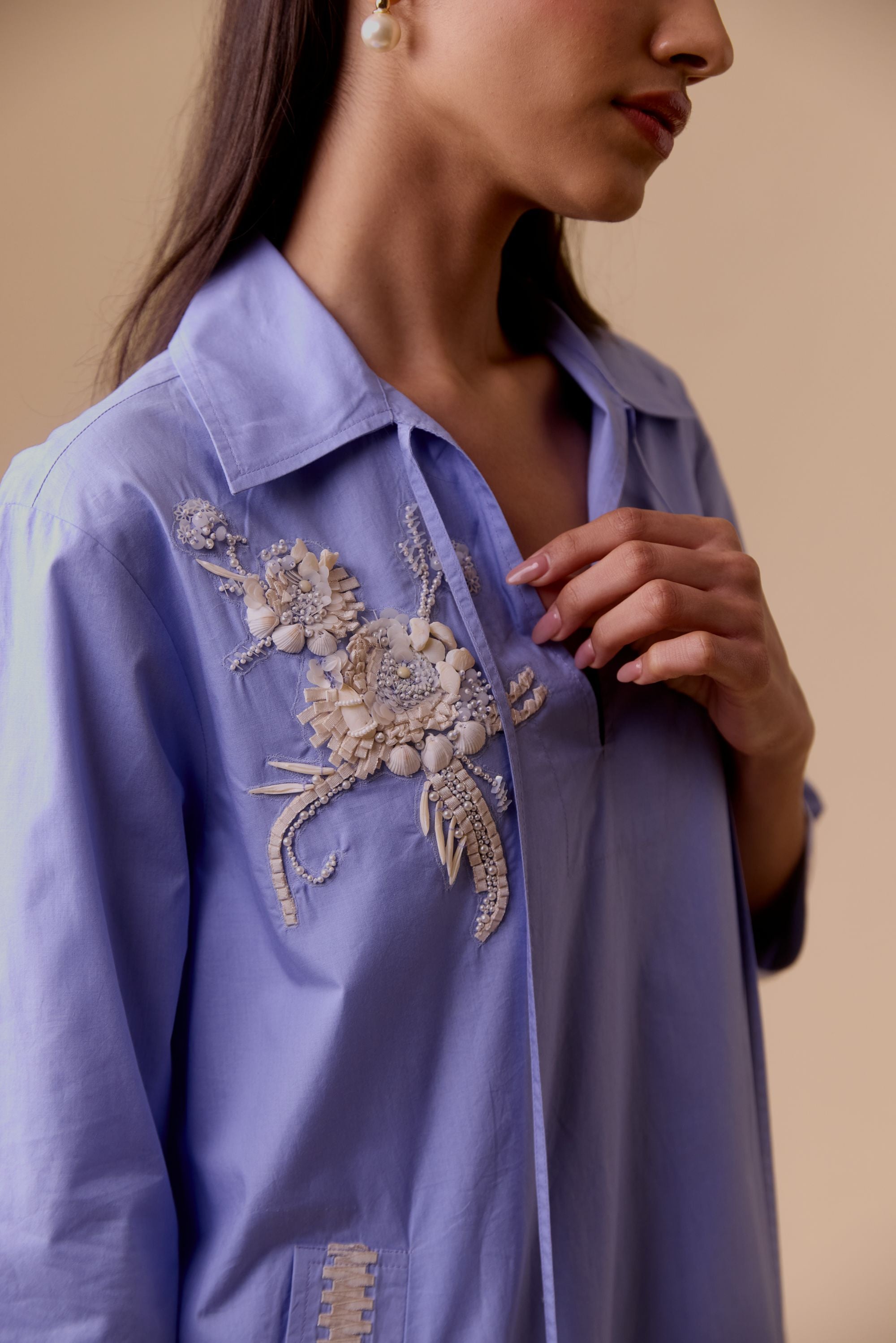 Fiona Blue tunic style classic shirt