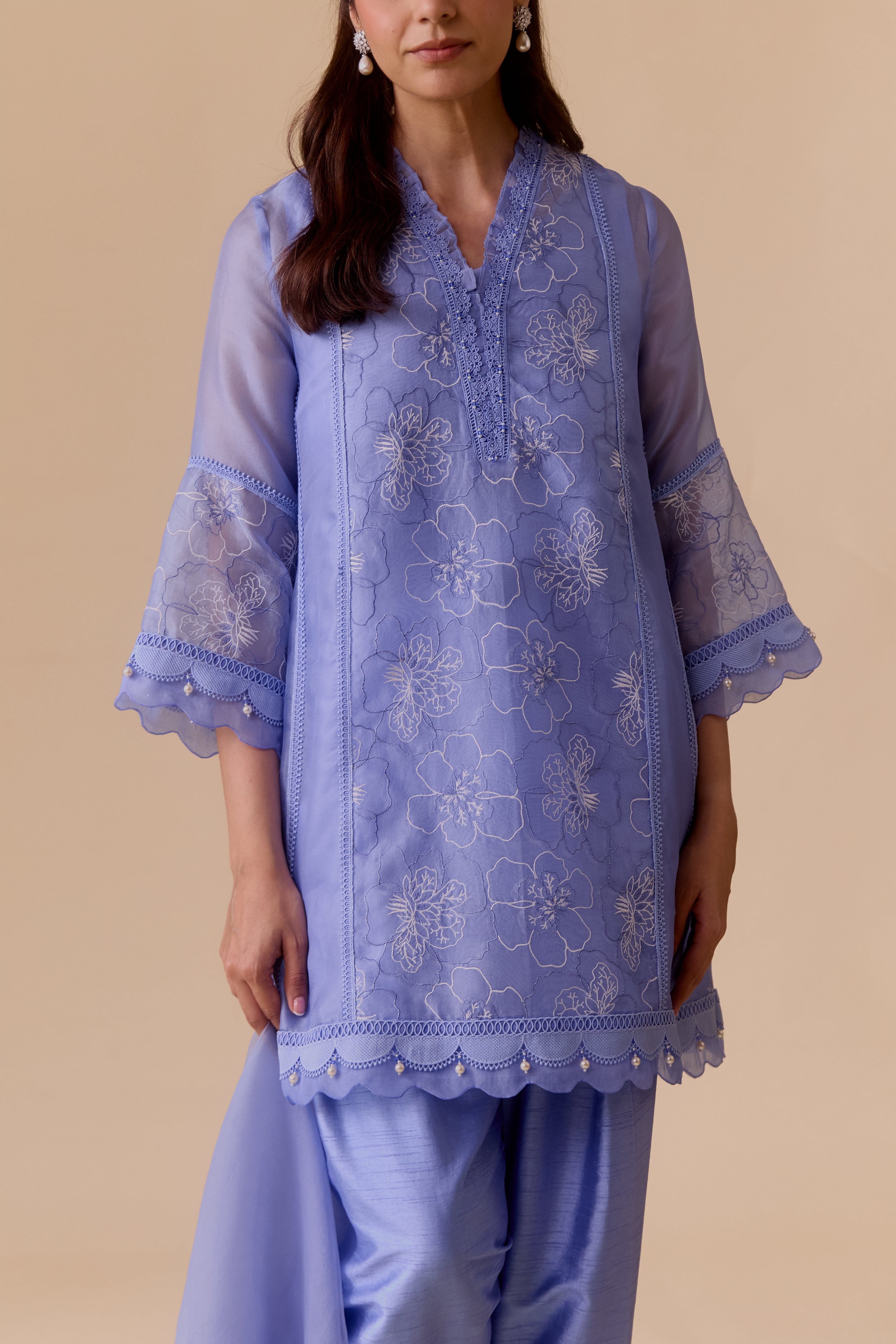 Farida Blue emboidered summer kurta set