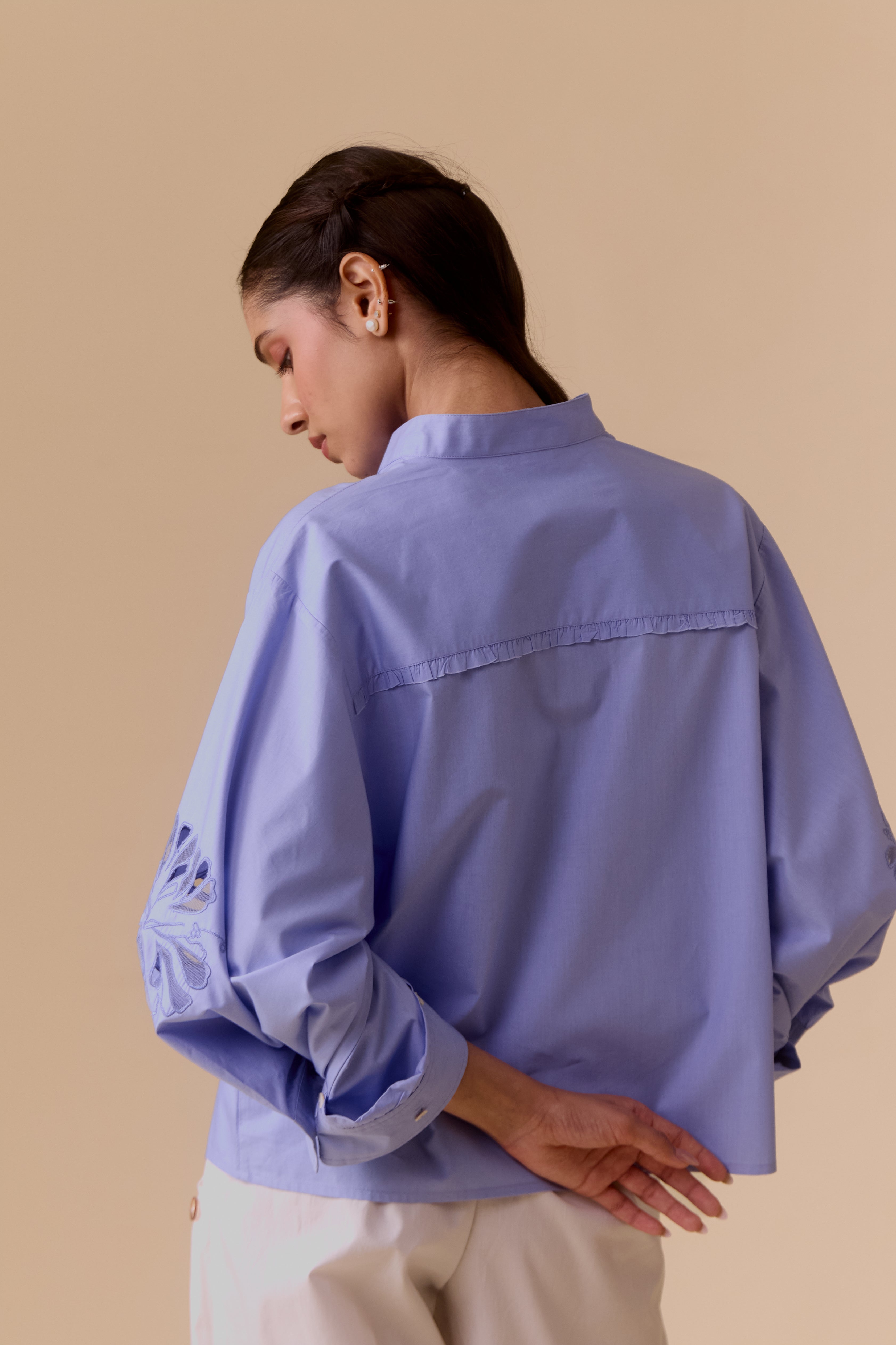 Ann blue cotton poplin shirt