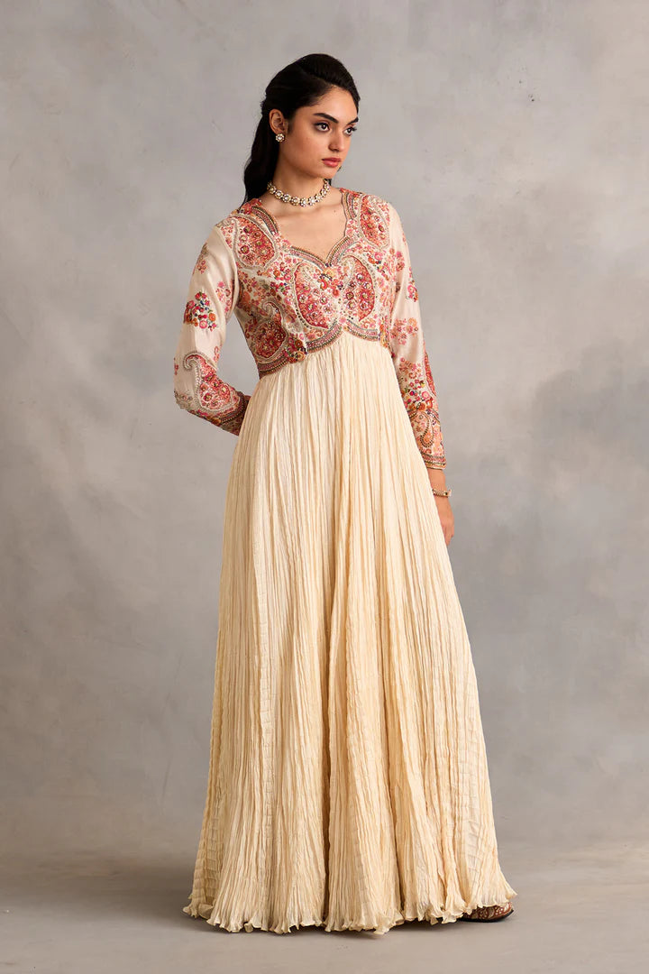 Ivory Crushed Kalidar With Dupatta