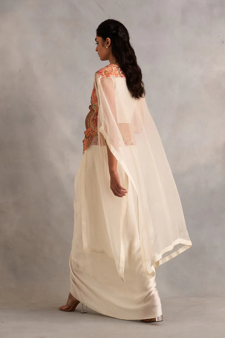 Cape With Bustier And Draped Skirt