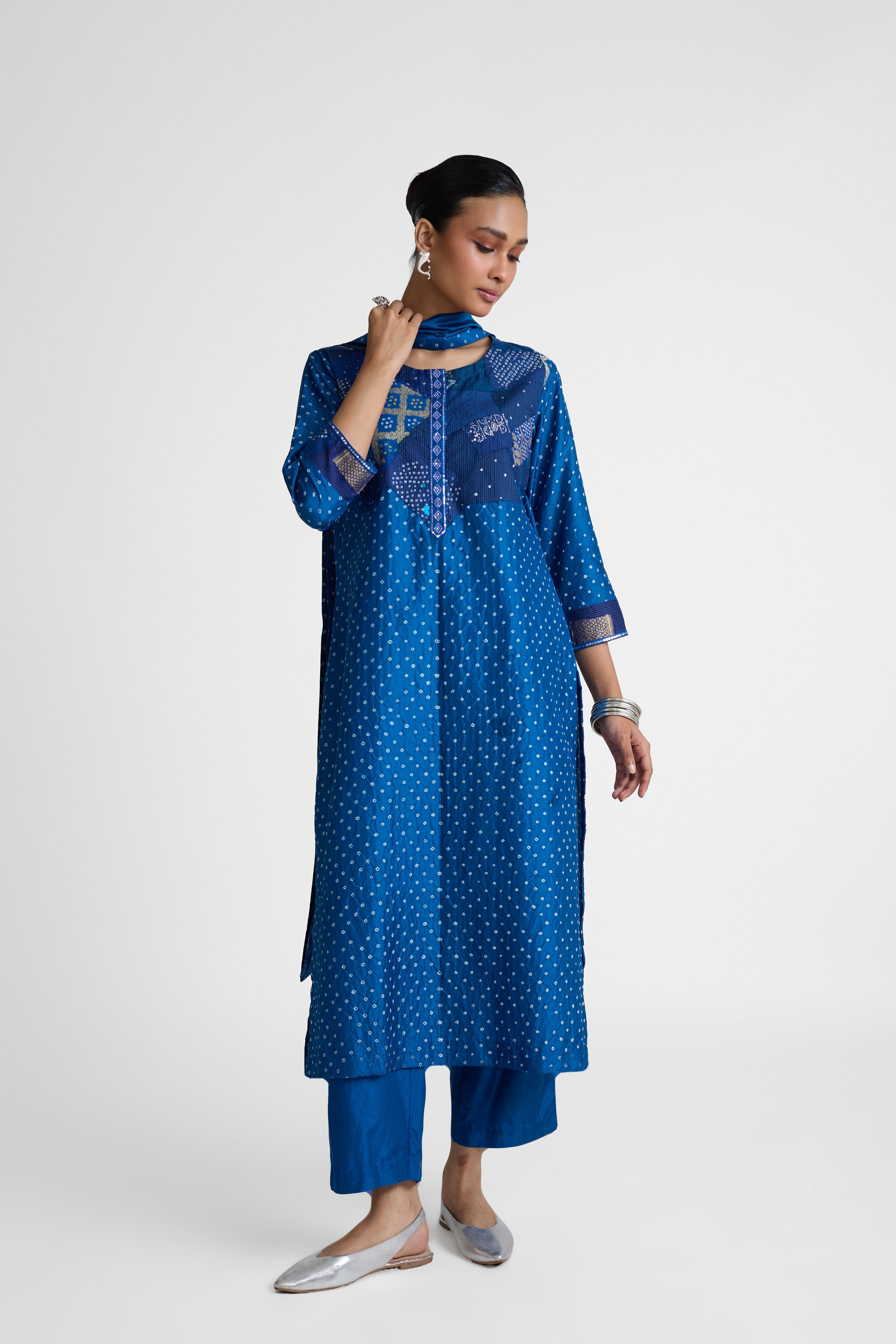 Boro Yoke Suit Set - Navy Blue