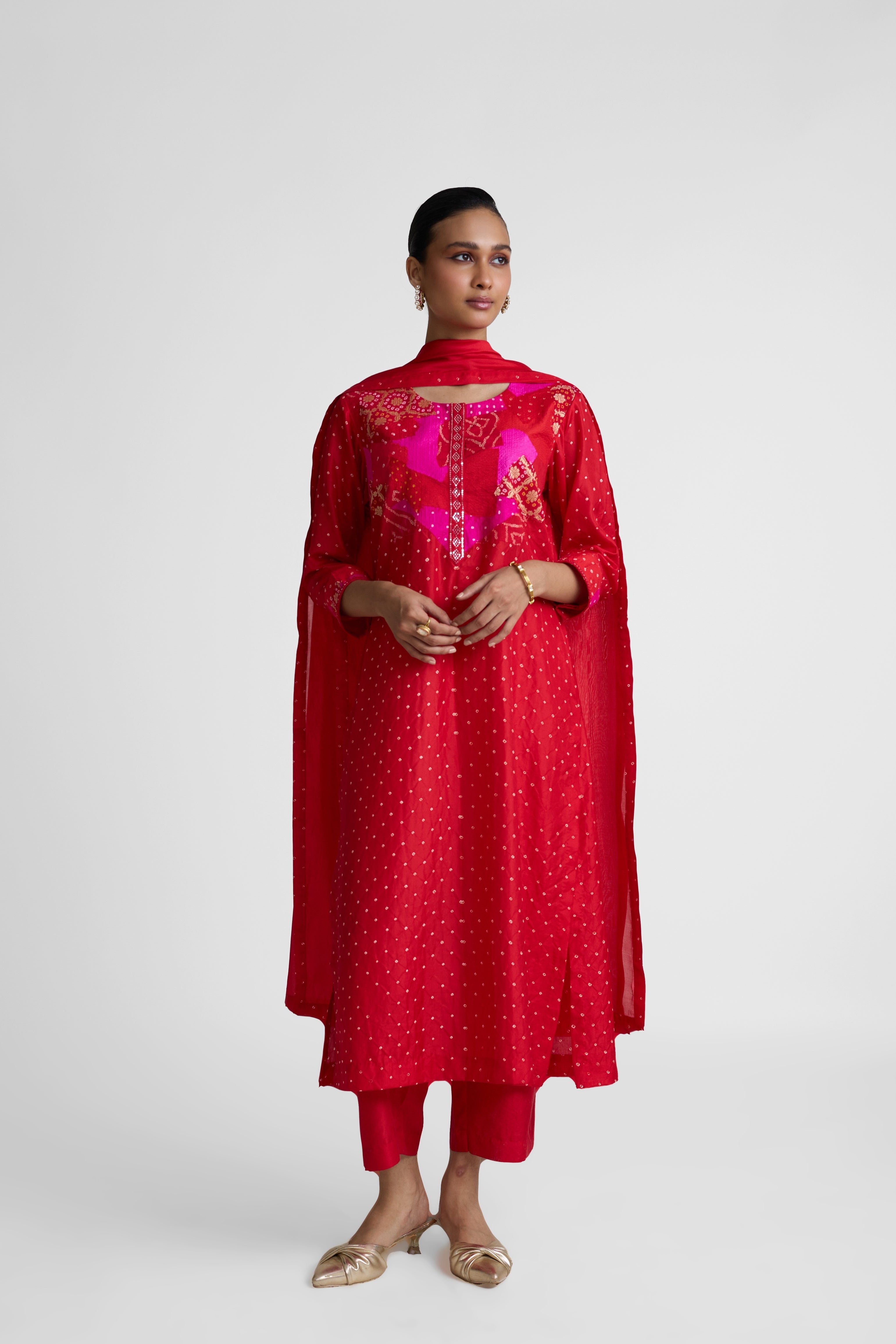 Boro Yoke Suit Set - Red