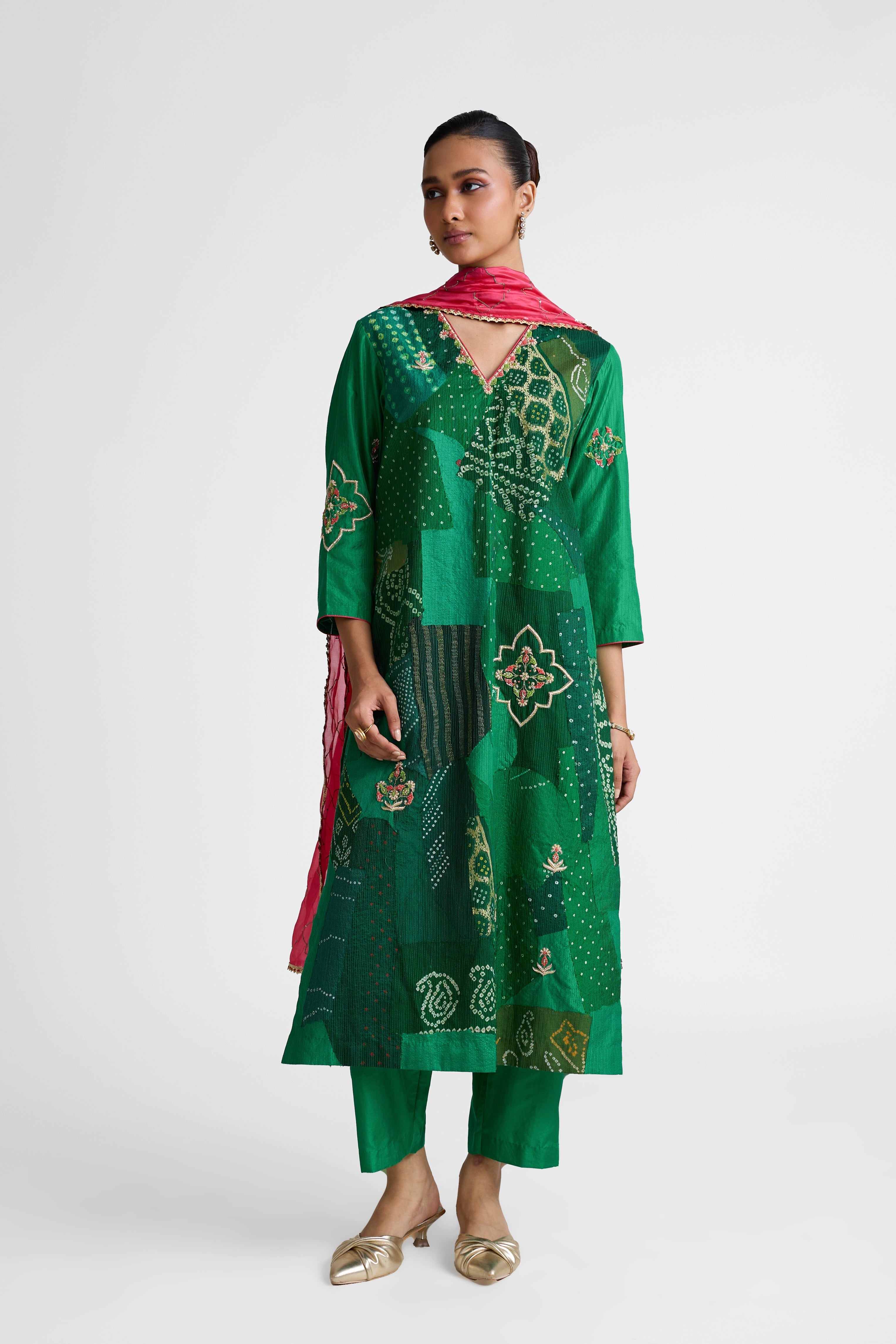 Boro Zardozi Suit Set - Green