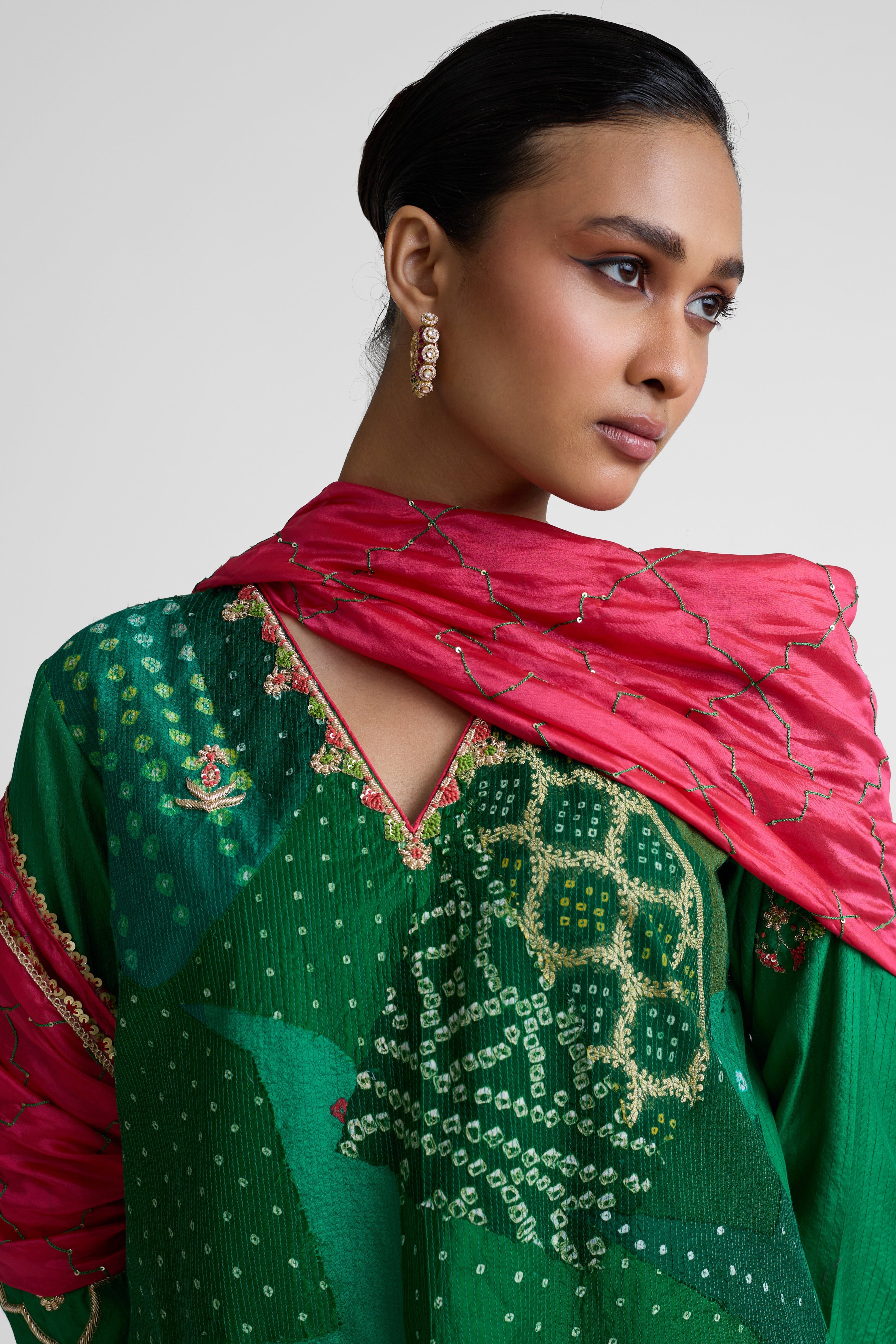 Boro Zardozi Suit Set - Green