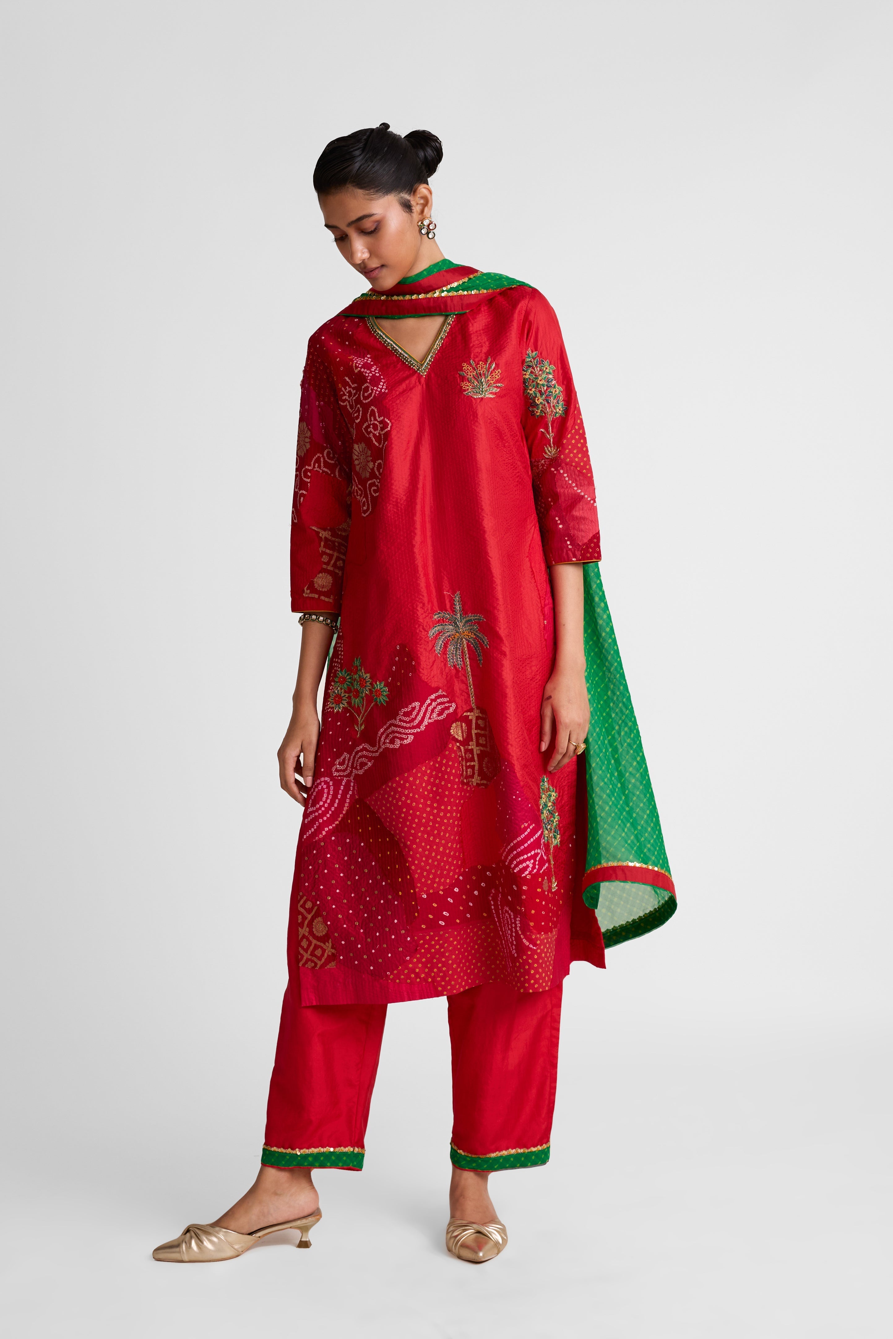 Boro Floral Suit Set - Red