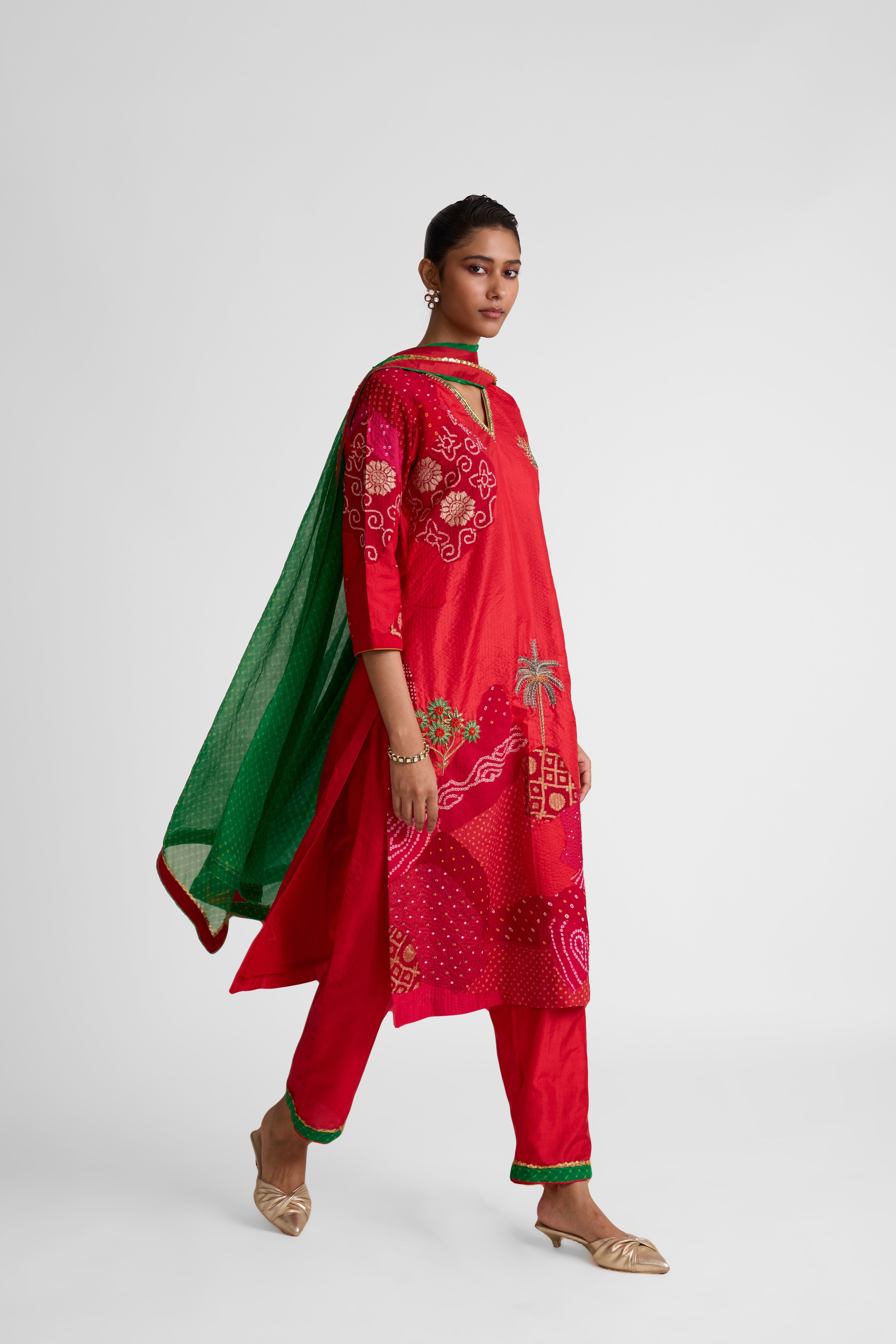 Boro Floral Suit Set - Red