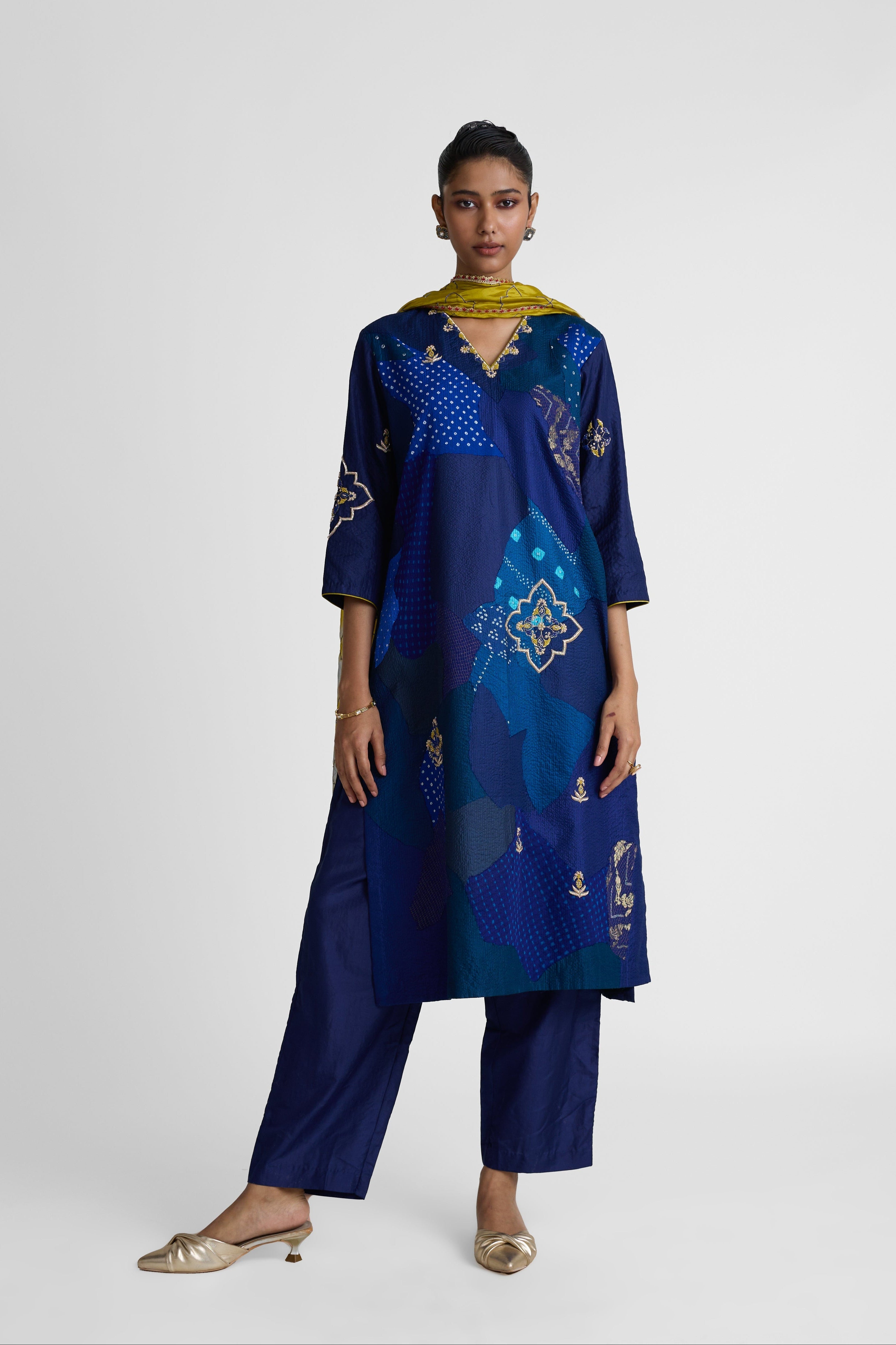 Boro Zardozi Suit Set - Blue