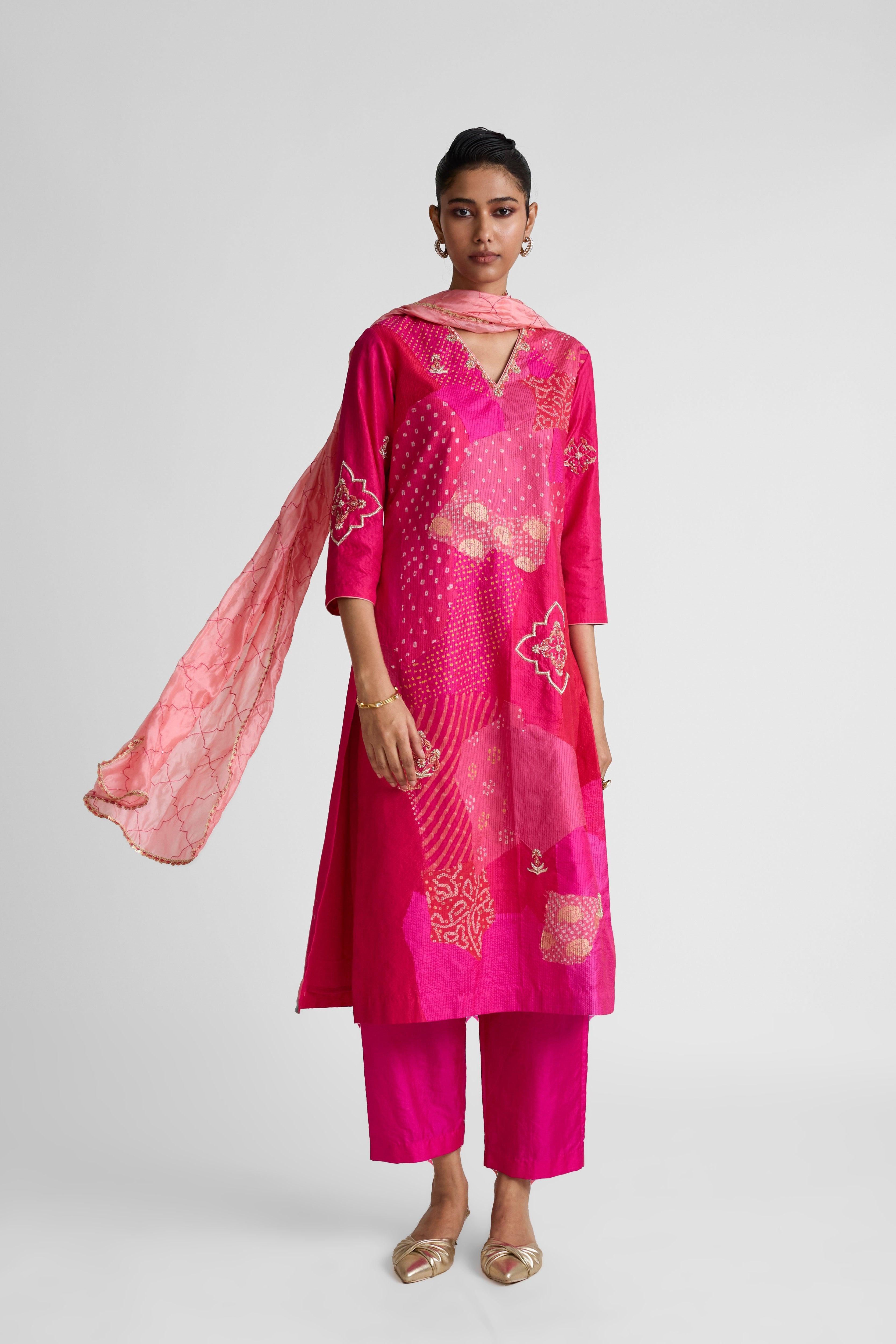 Boro Zardozi Suit Set - Tomato