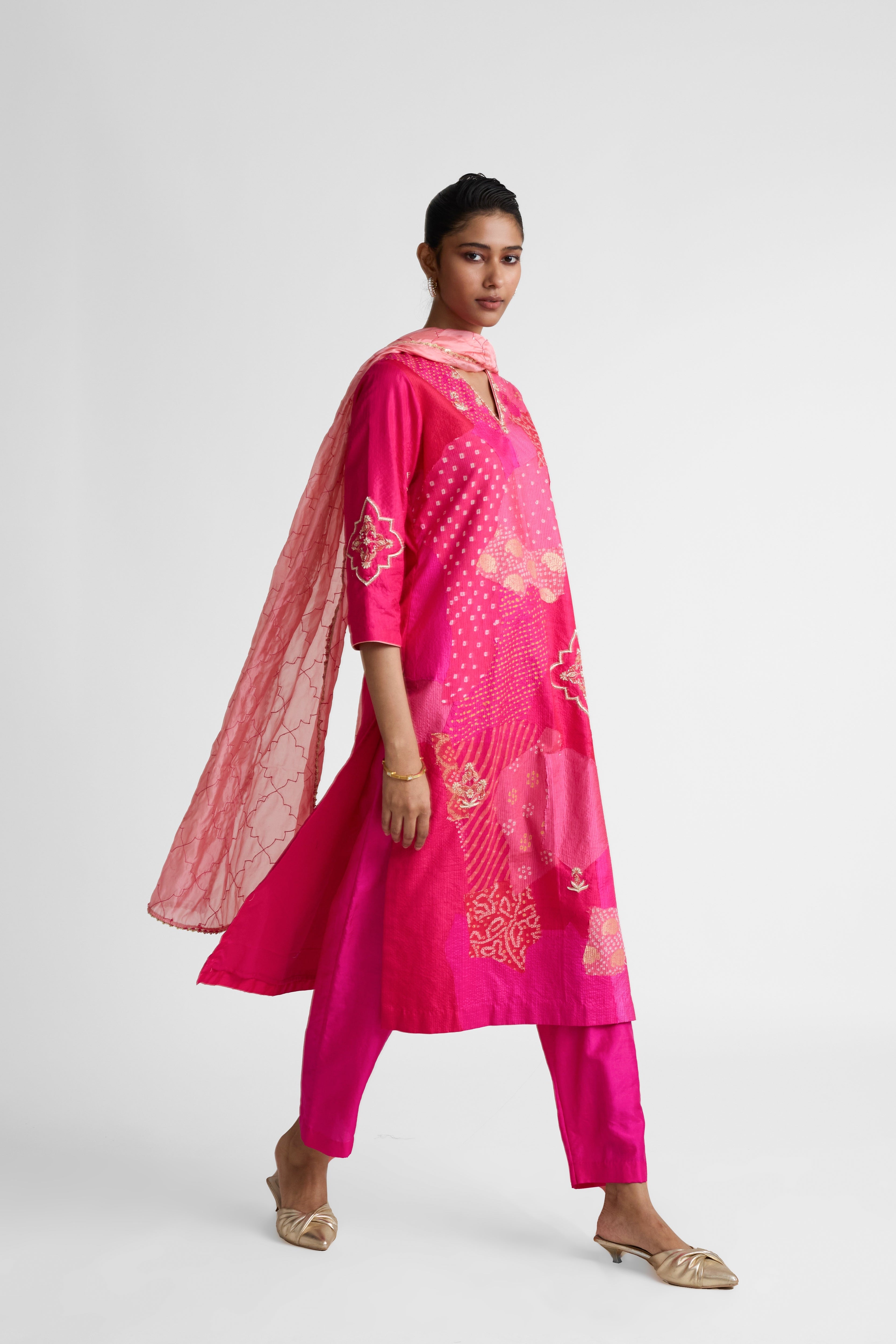 Boro Zardozi Suit Set - Tomato