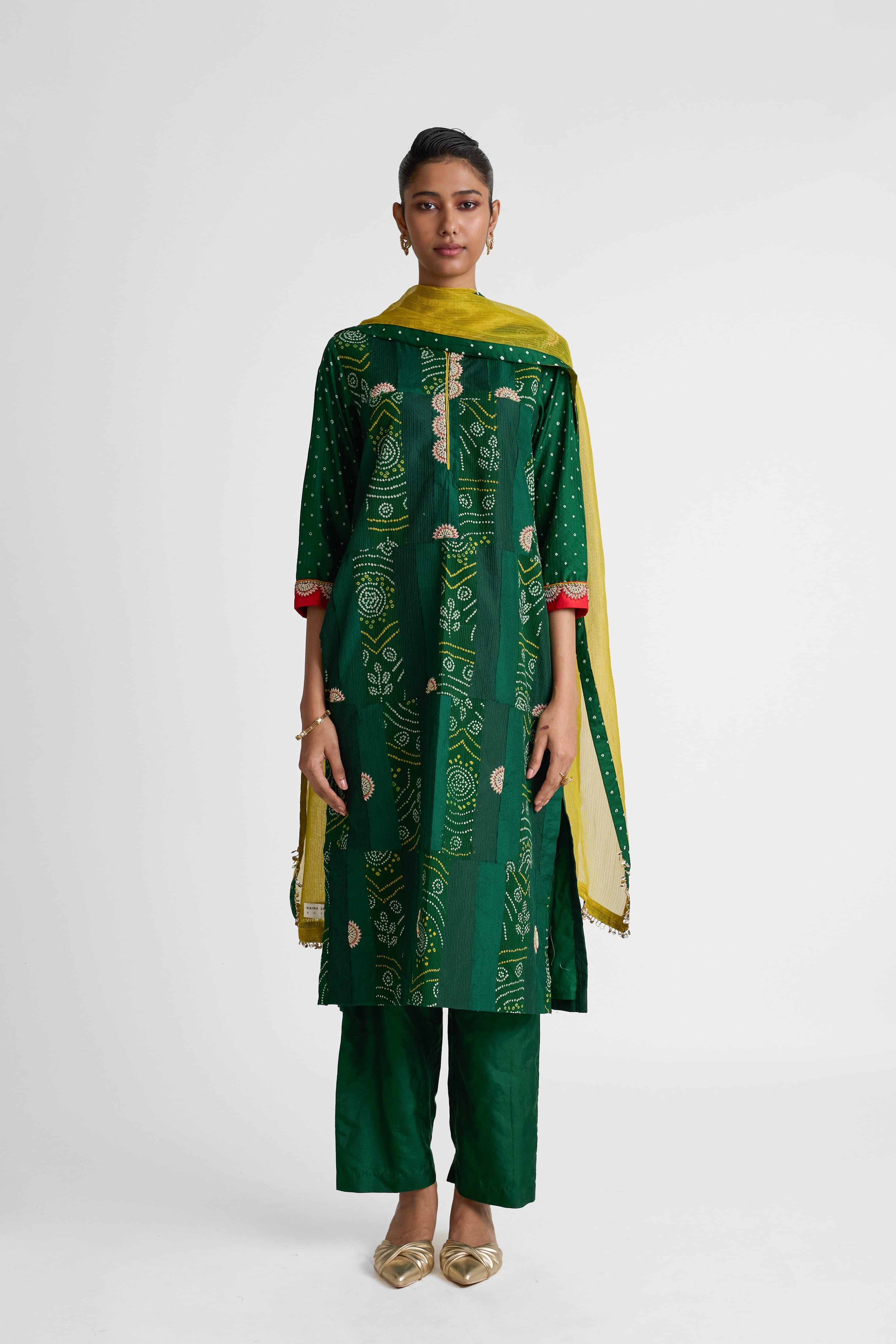 Rectangle Boro Zardozi Suit Set - Green