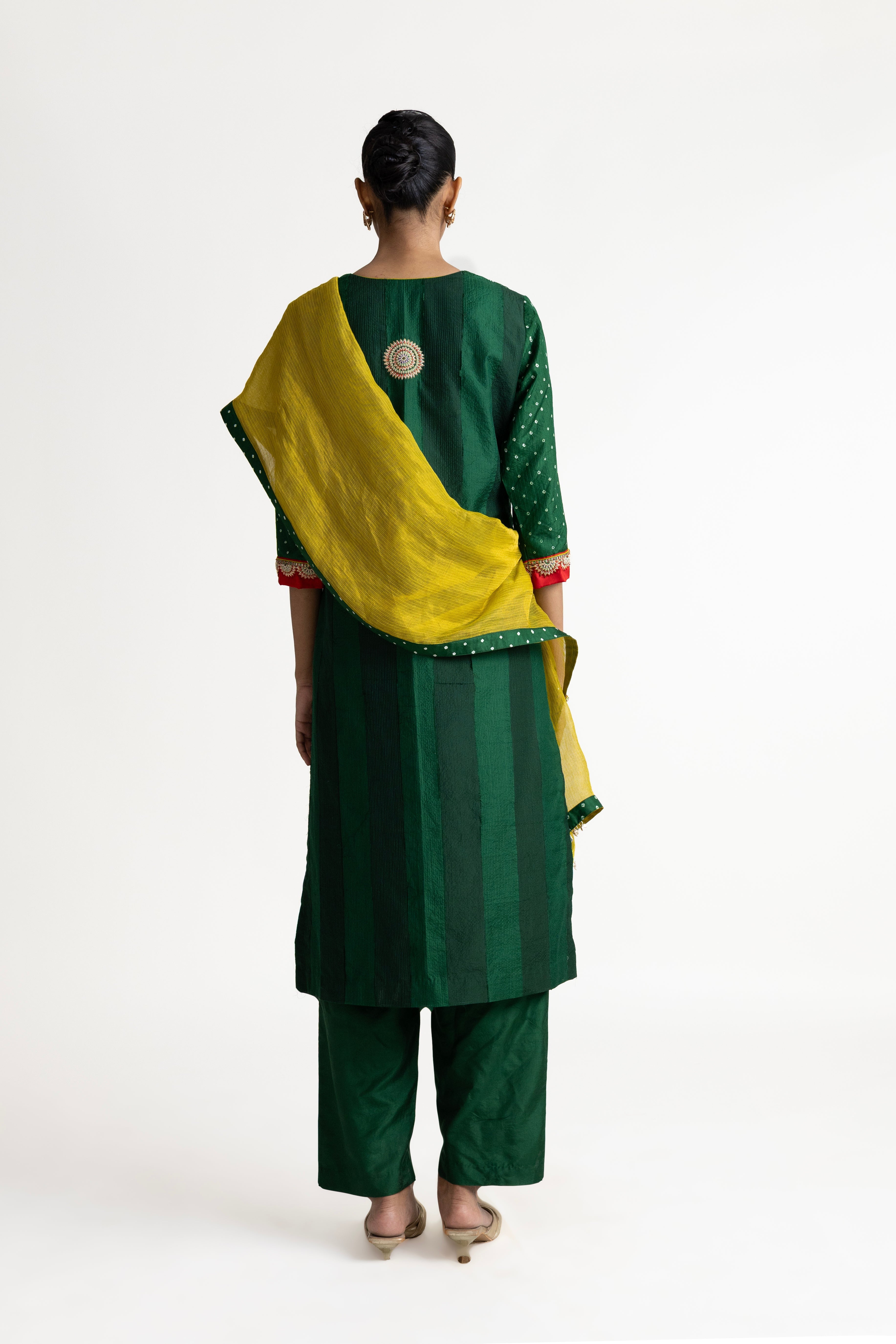 Rectangle Boro Zardozi Suit Set - Green