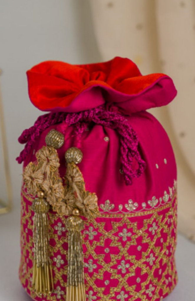 Fuschia Embroidered Potli Bag