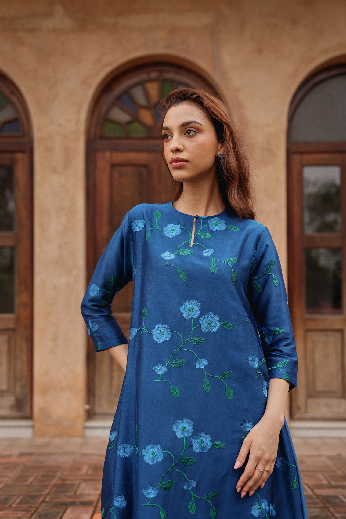 Indigo Bloom Embroidered Co-ord Set