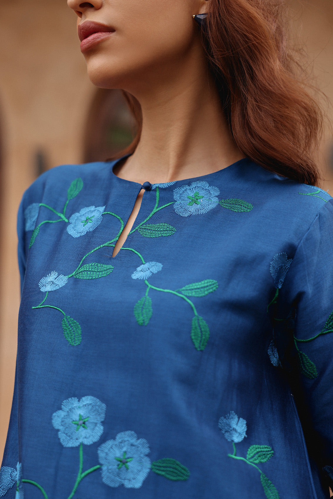 Indigo Bloom Embroidered Co-ord Set