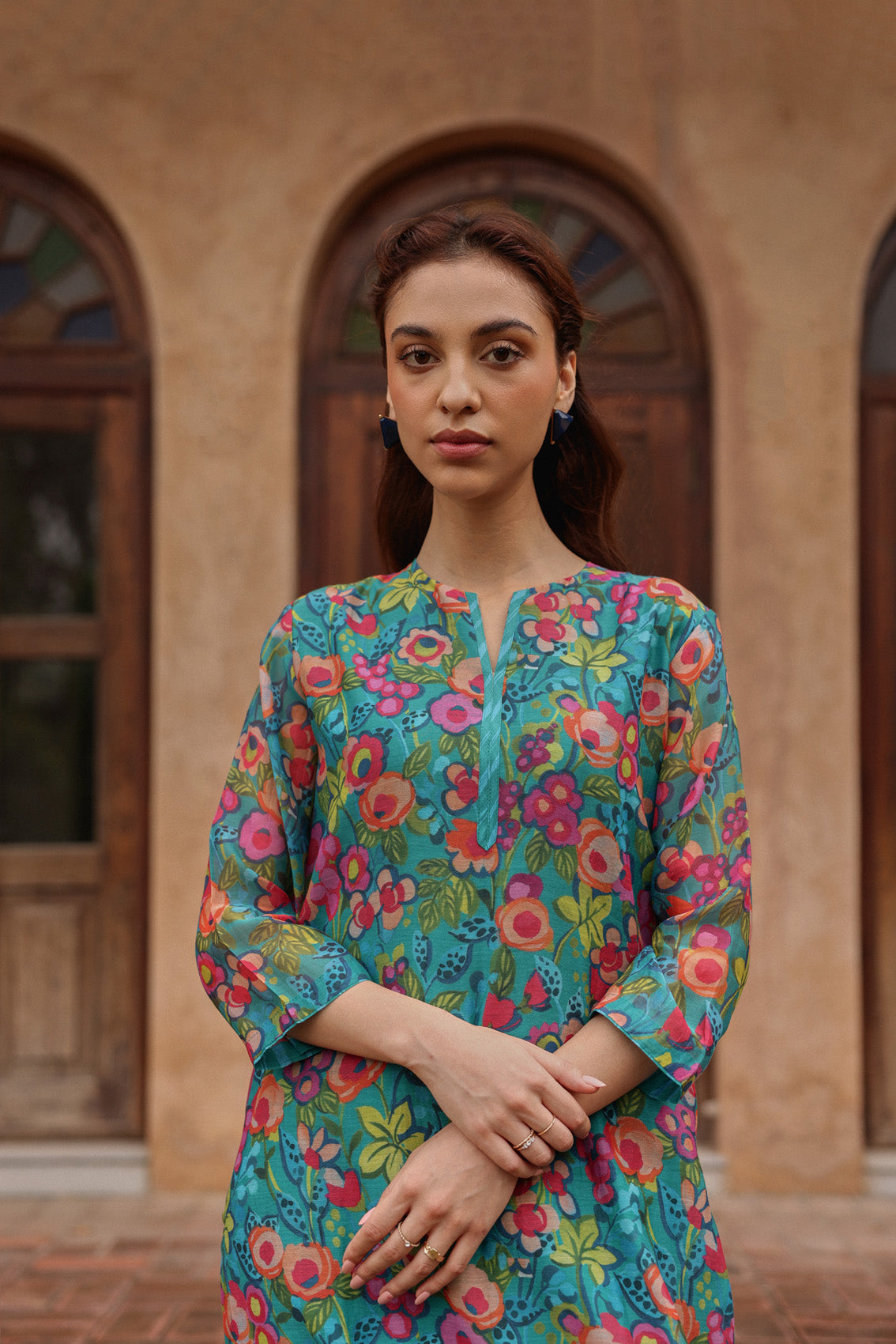 Teal Bloom Kurta Set