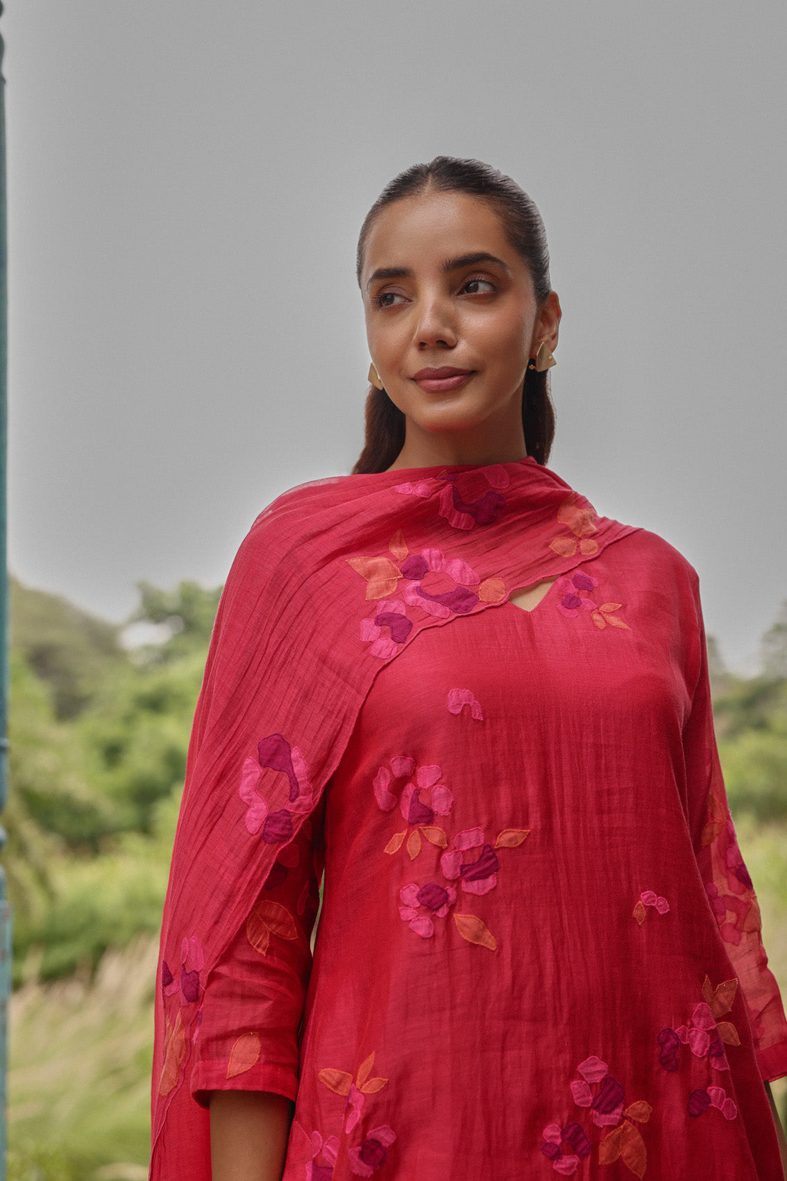 Berry Embroidered Floral Kurta Set