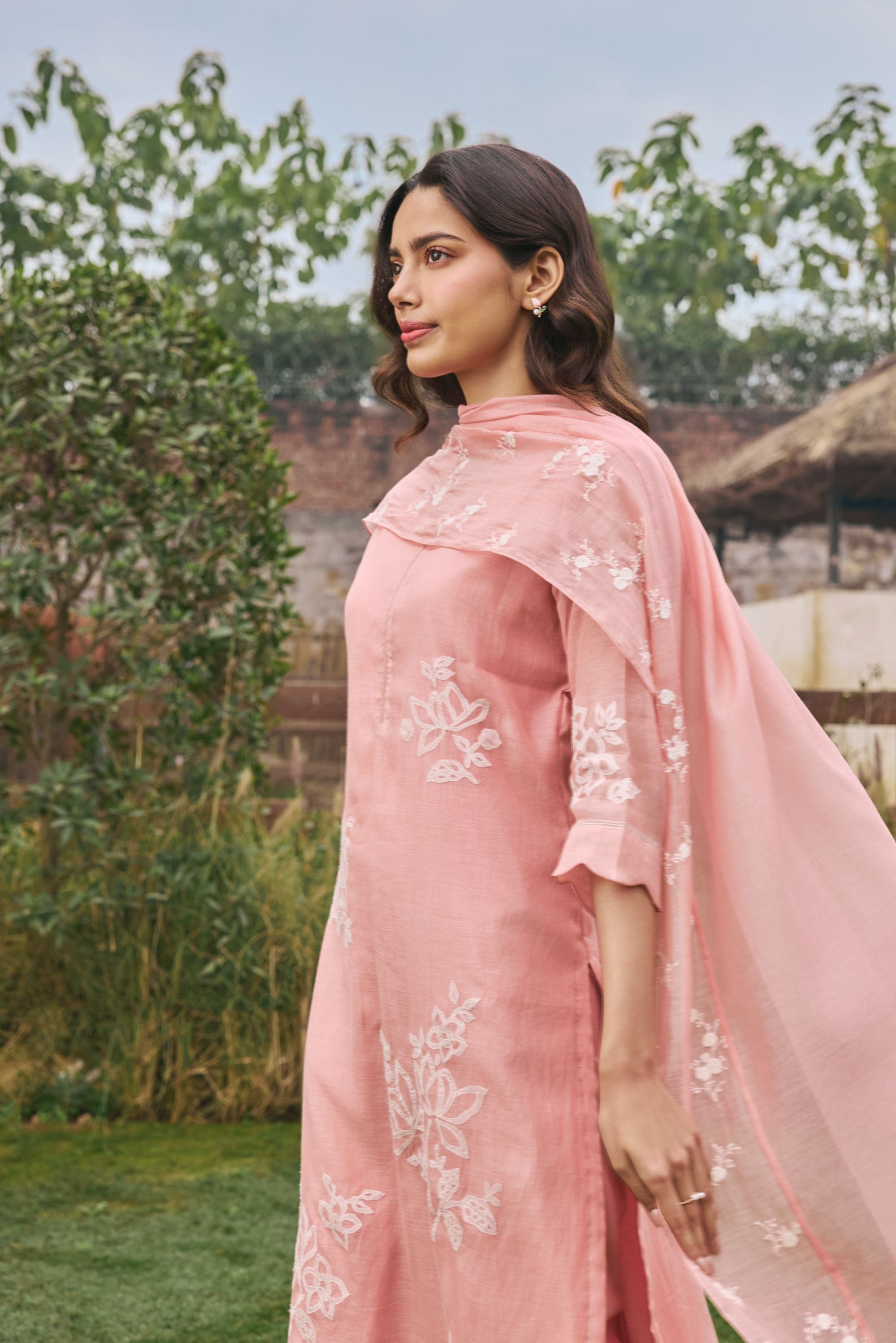 Tulip Floral Applique Kurta Set