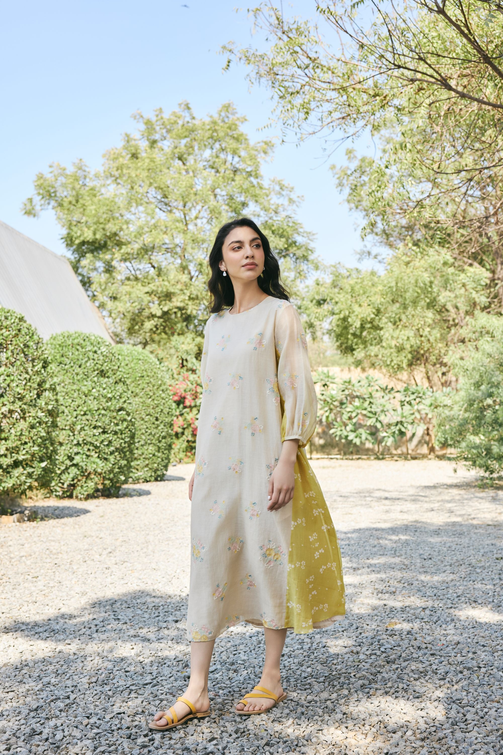 Ecru Embroidered Dress